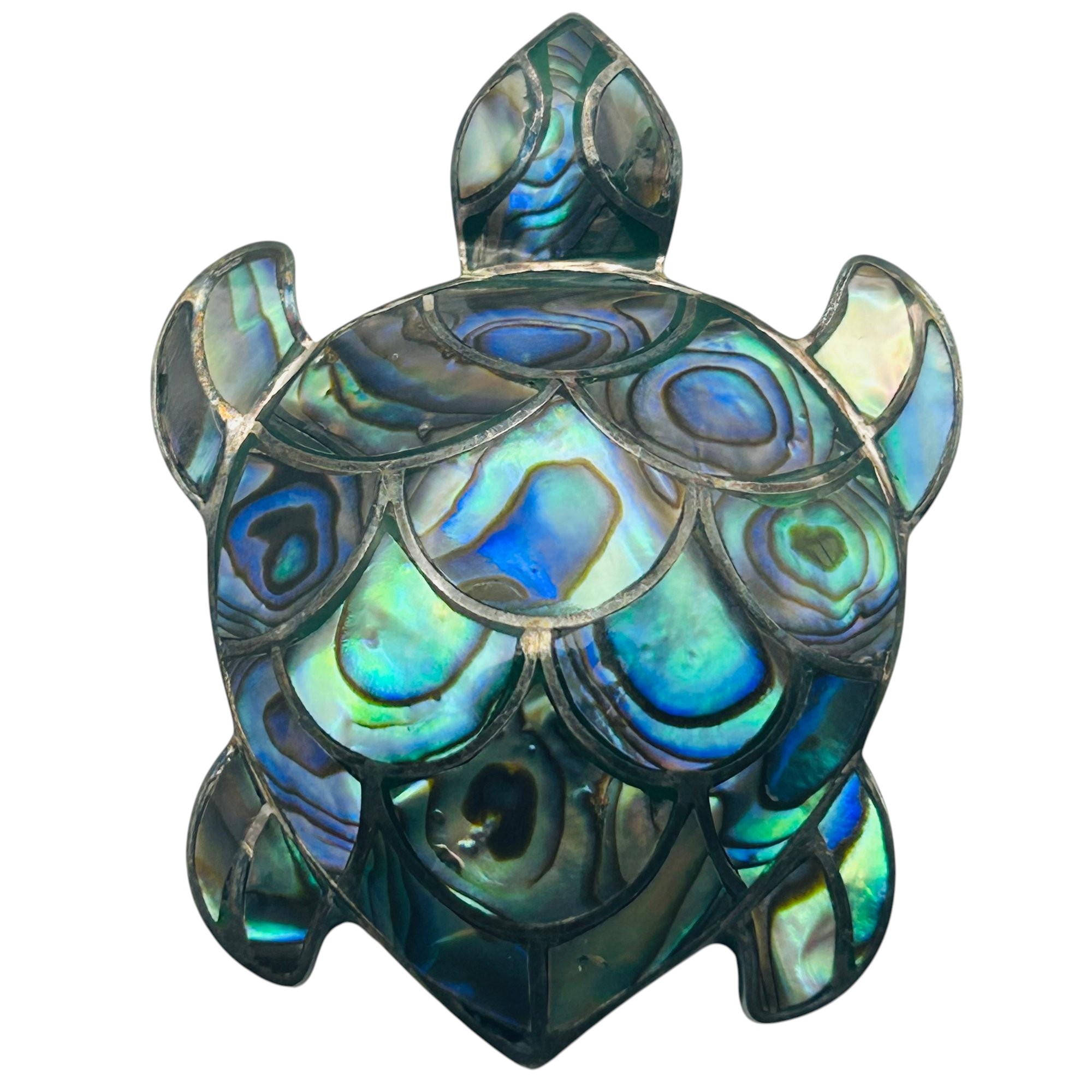 Sterling Abalone Turtle Brooch