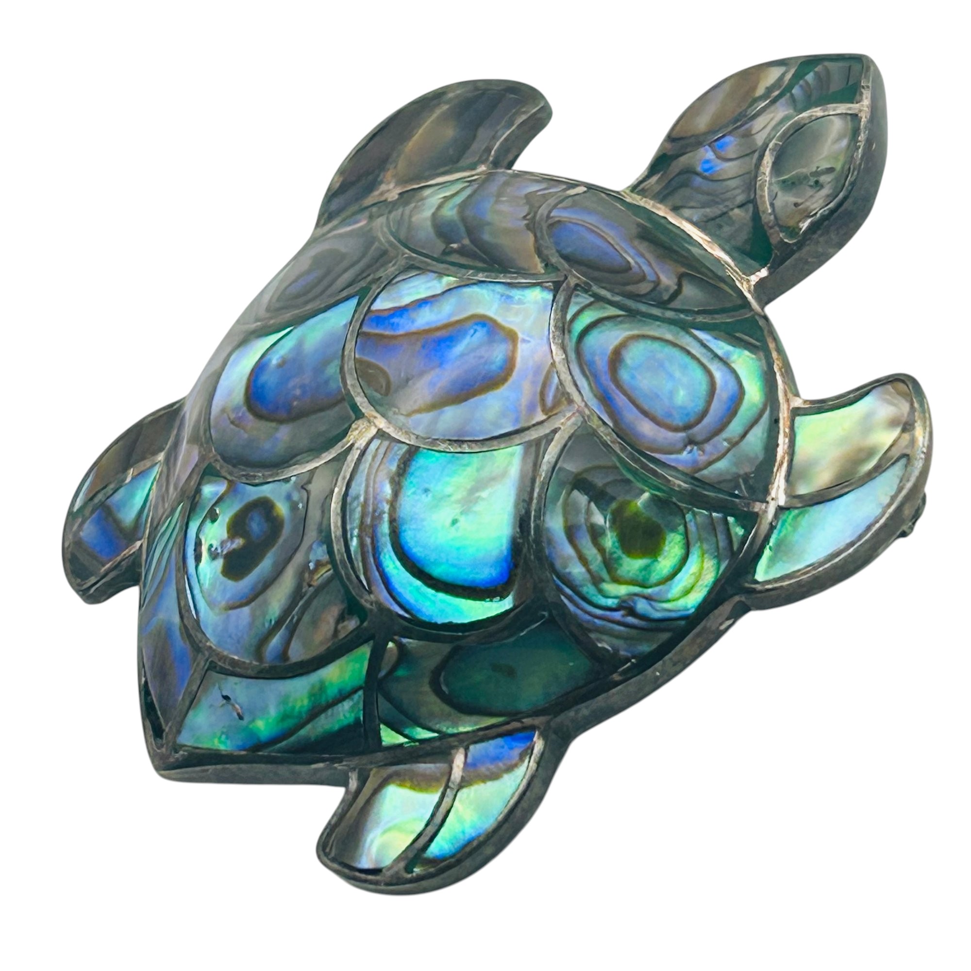 Sterling Abalone Turtle Brooch