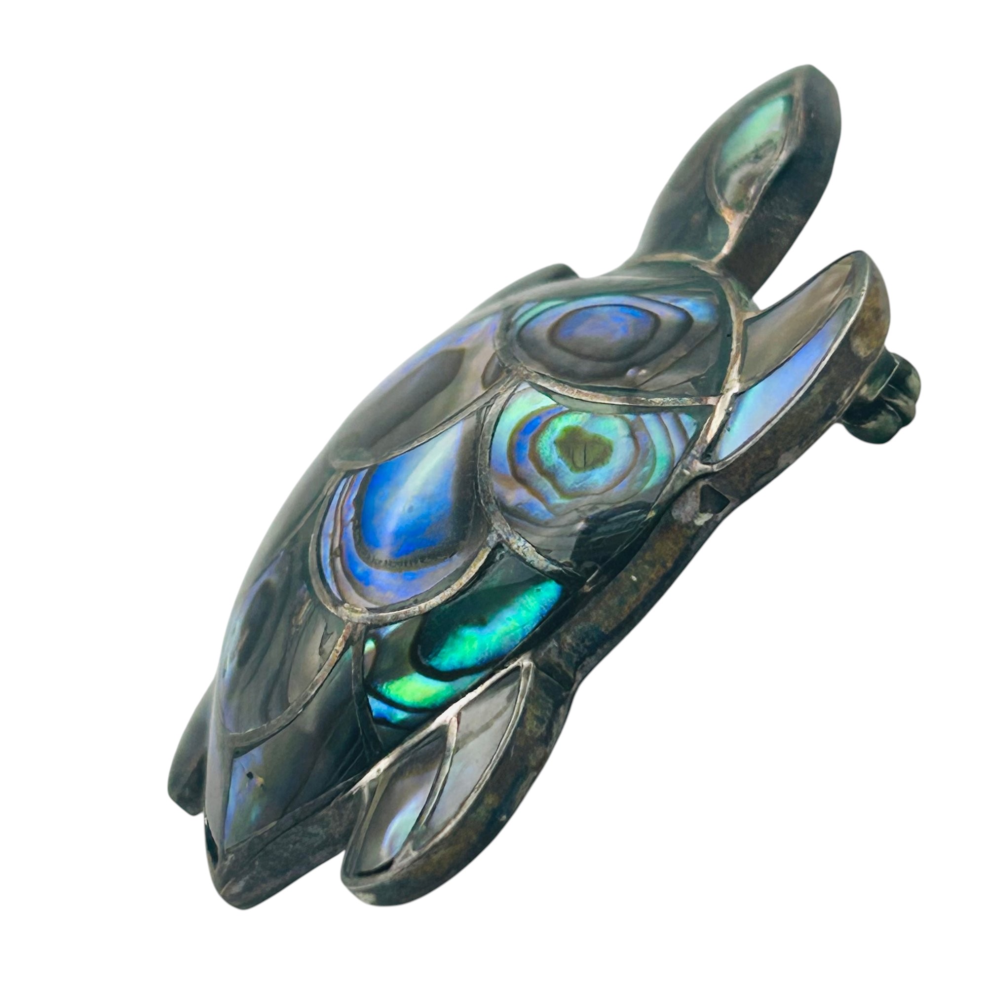 Sterling Abalone Turtle Brooch
