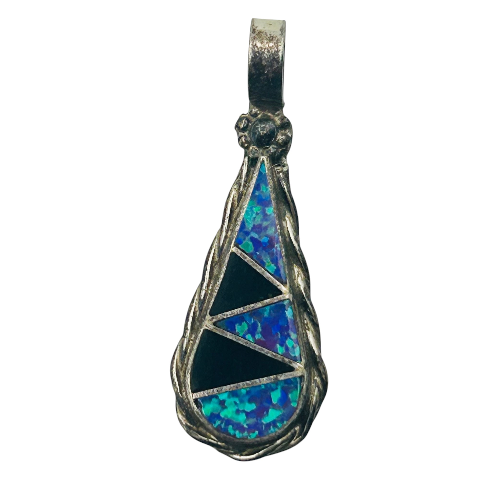 Southwest Sterling Onyx Opal Pendant