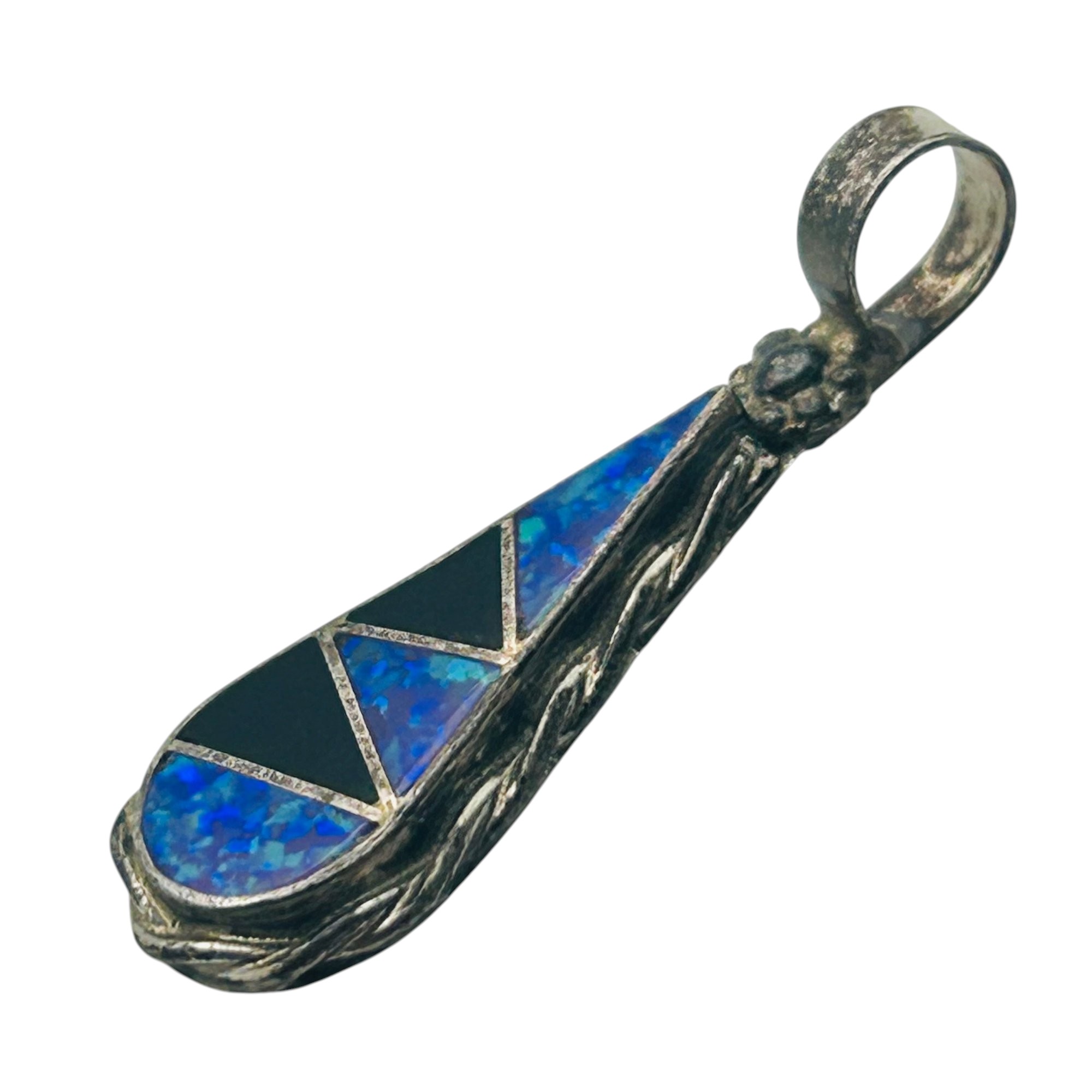 Southwest Sterling Onyx Opal Pendant