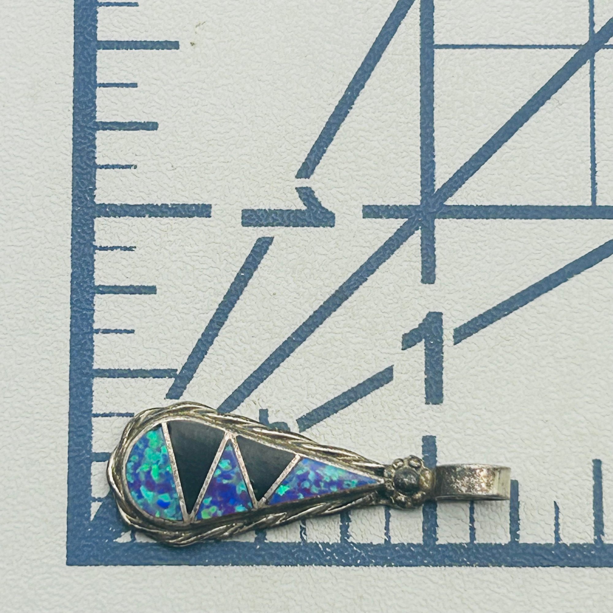 Southwest Sterling Onyx Opal Pendant