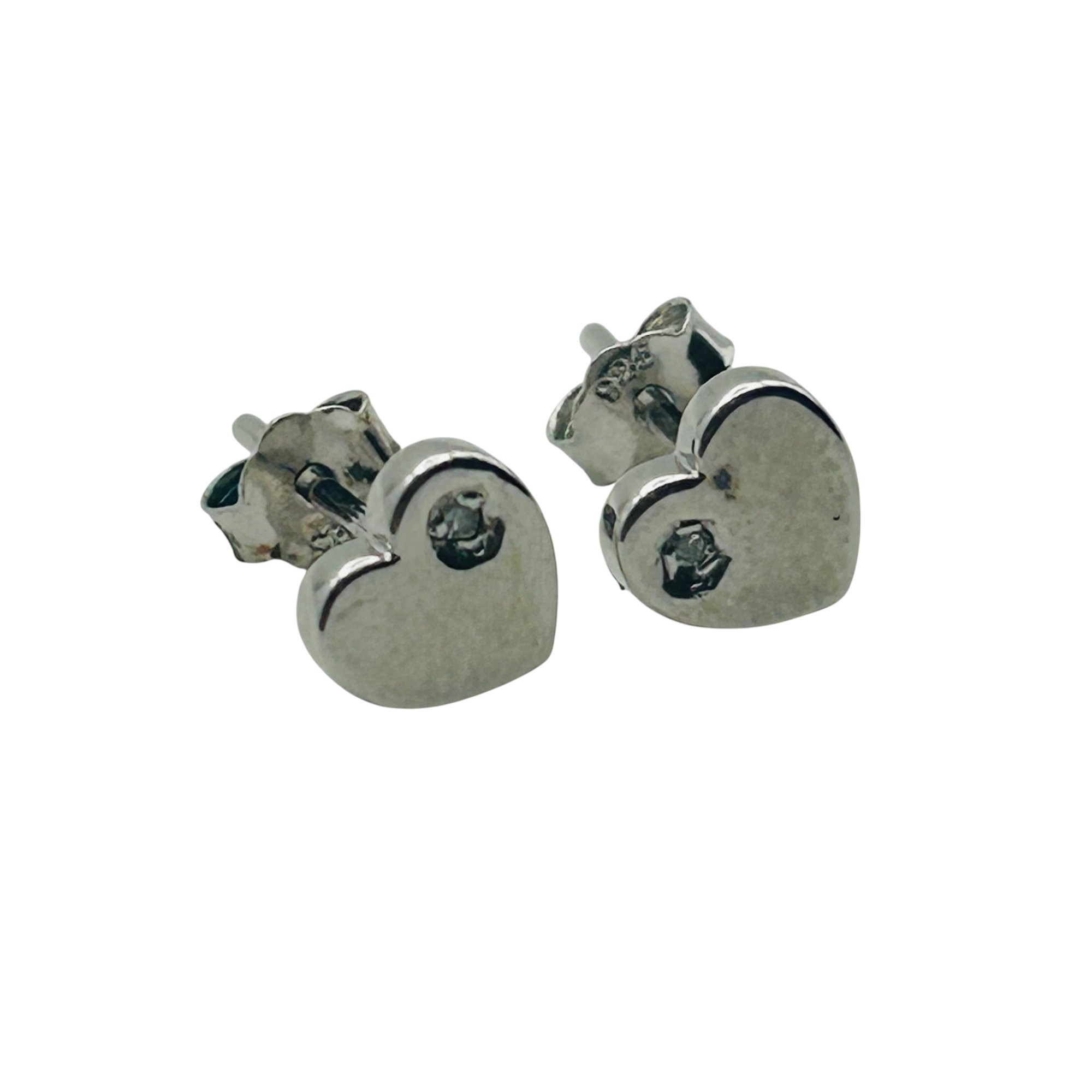 Sterling Diamond Heart Earrings