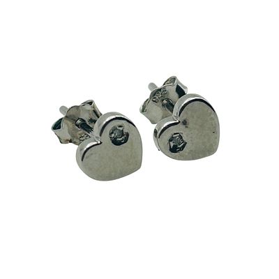 Sterling Diamond Heart Earrings. Sterling diamond heart earrings 0.8g