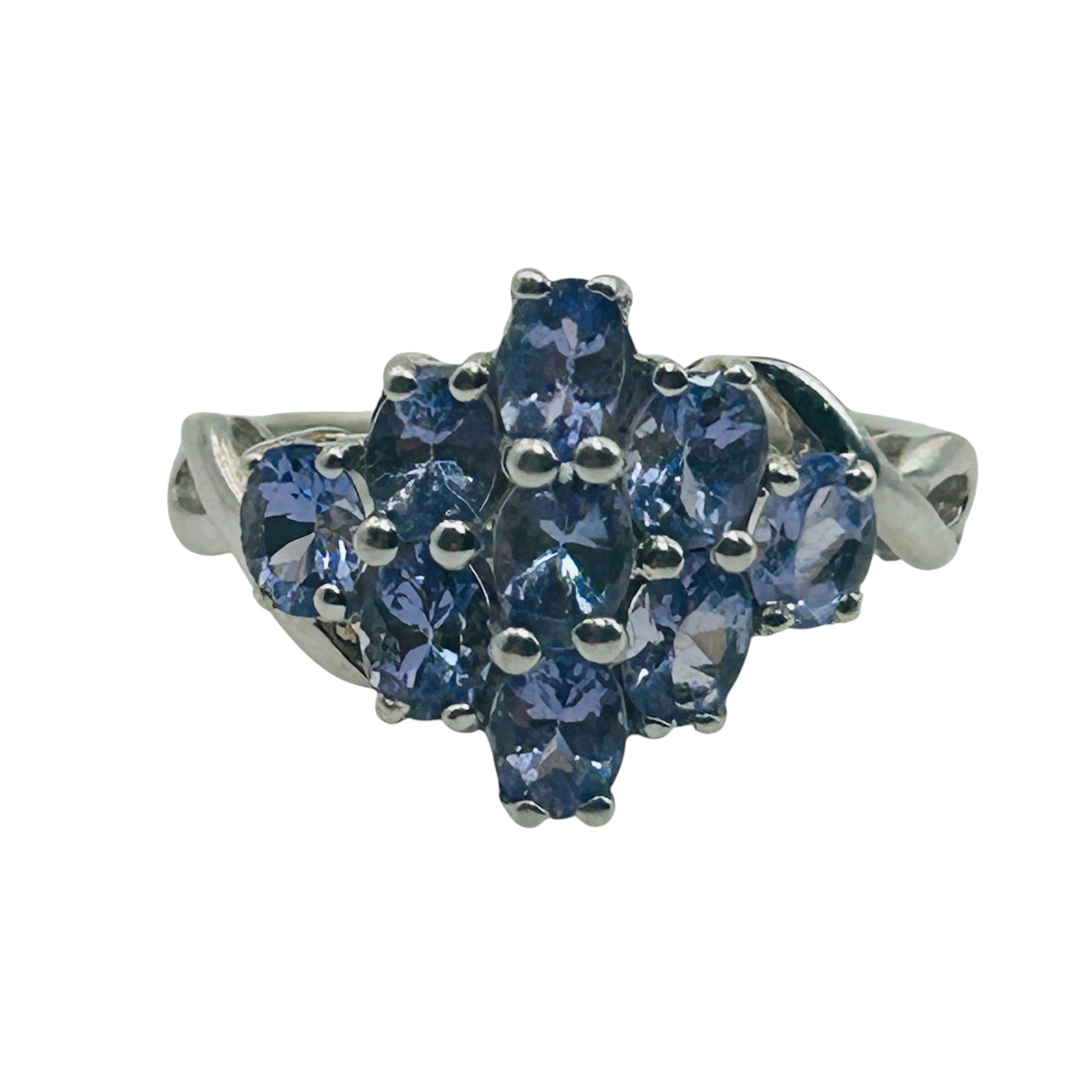 Signed Sterling Iolite Cluster Ring Sz 5