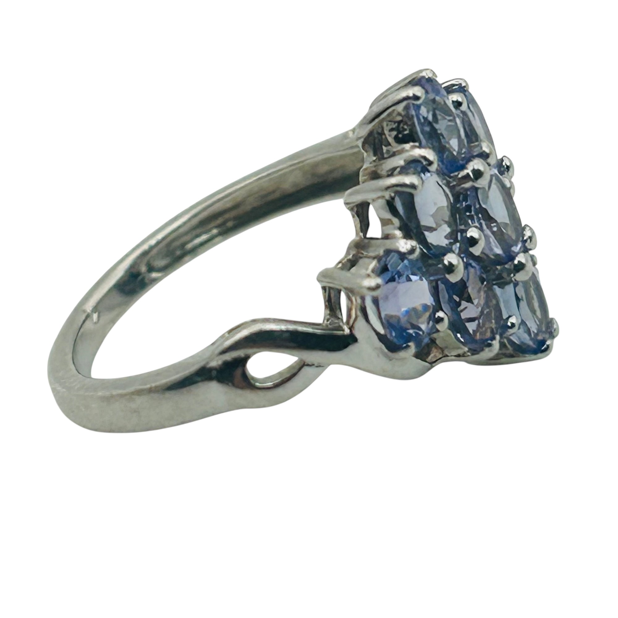 Signed Sterling Iolite Cluster Ring Sz 5