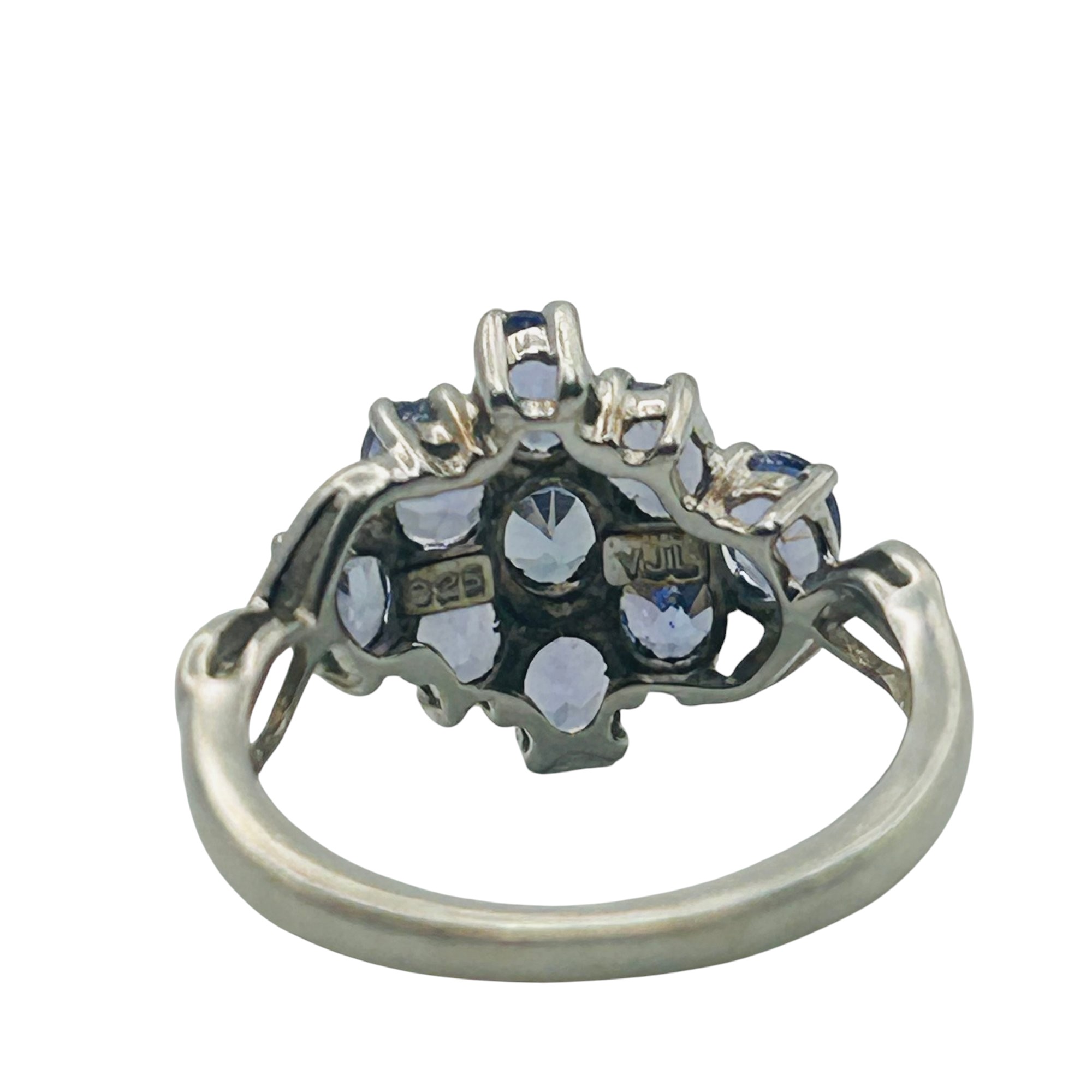 Signed Sterling Iolite Cluster Ring Sz 5