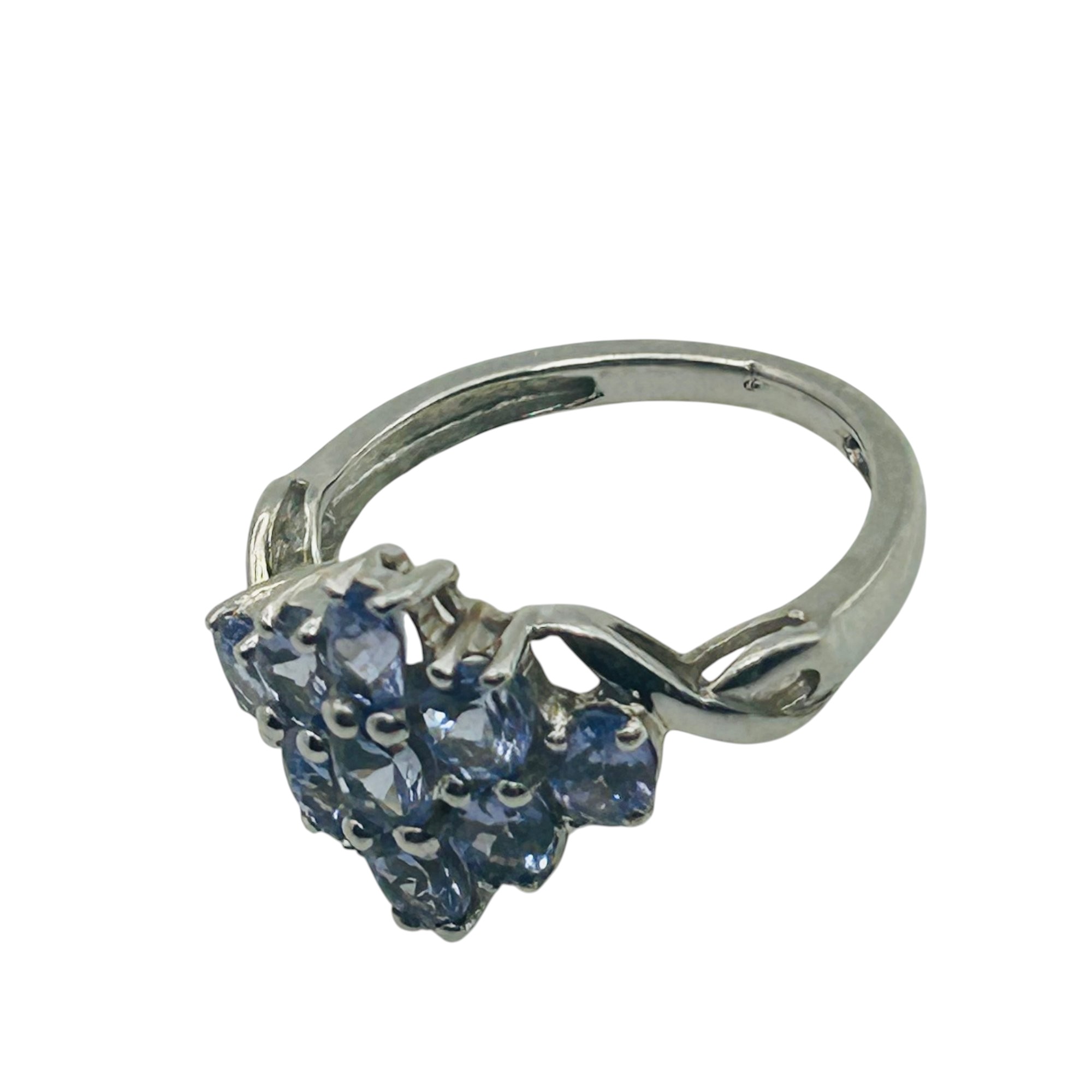 Signed Sterling Iolite Cluster Ring Sz 5