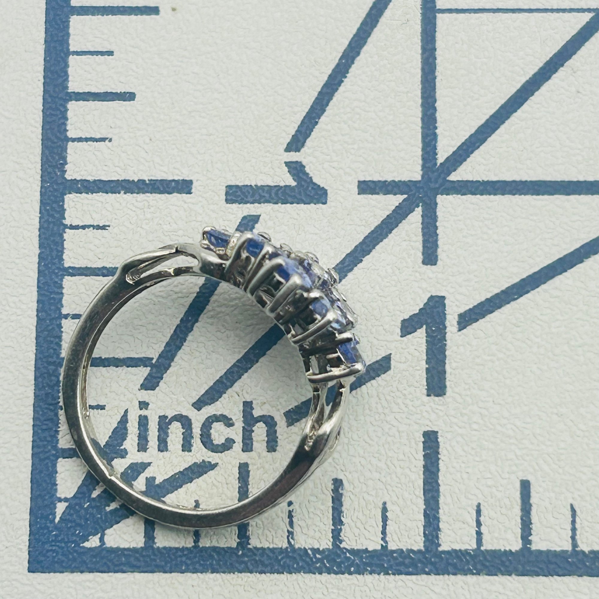 Signed Sterling Iolite Cluster Ring Sz 5