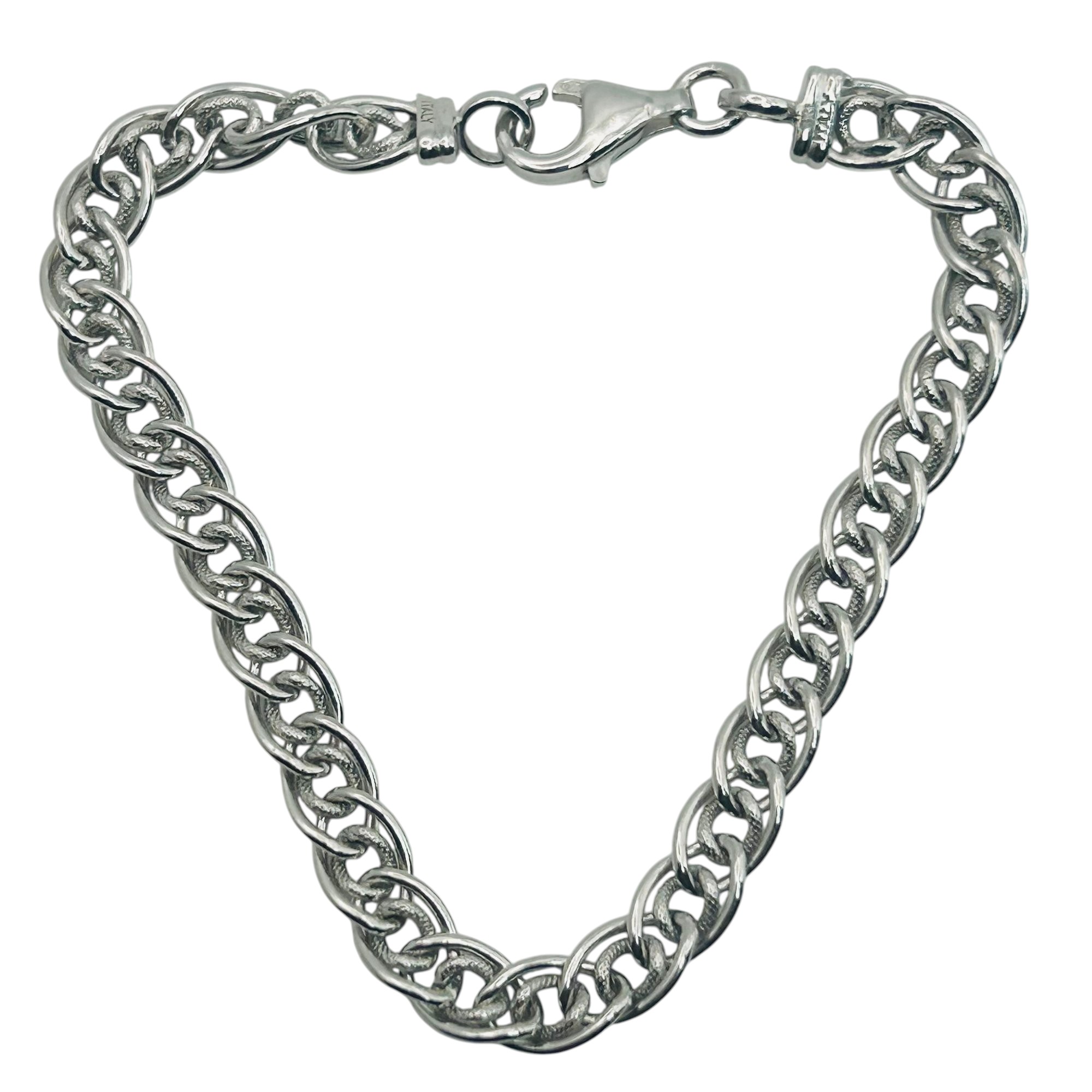 Signed Italy Sterling Curb Chain Bracelet