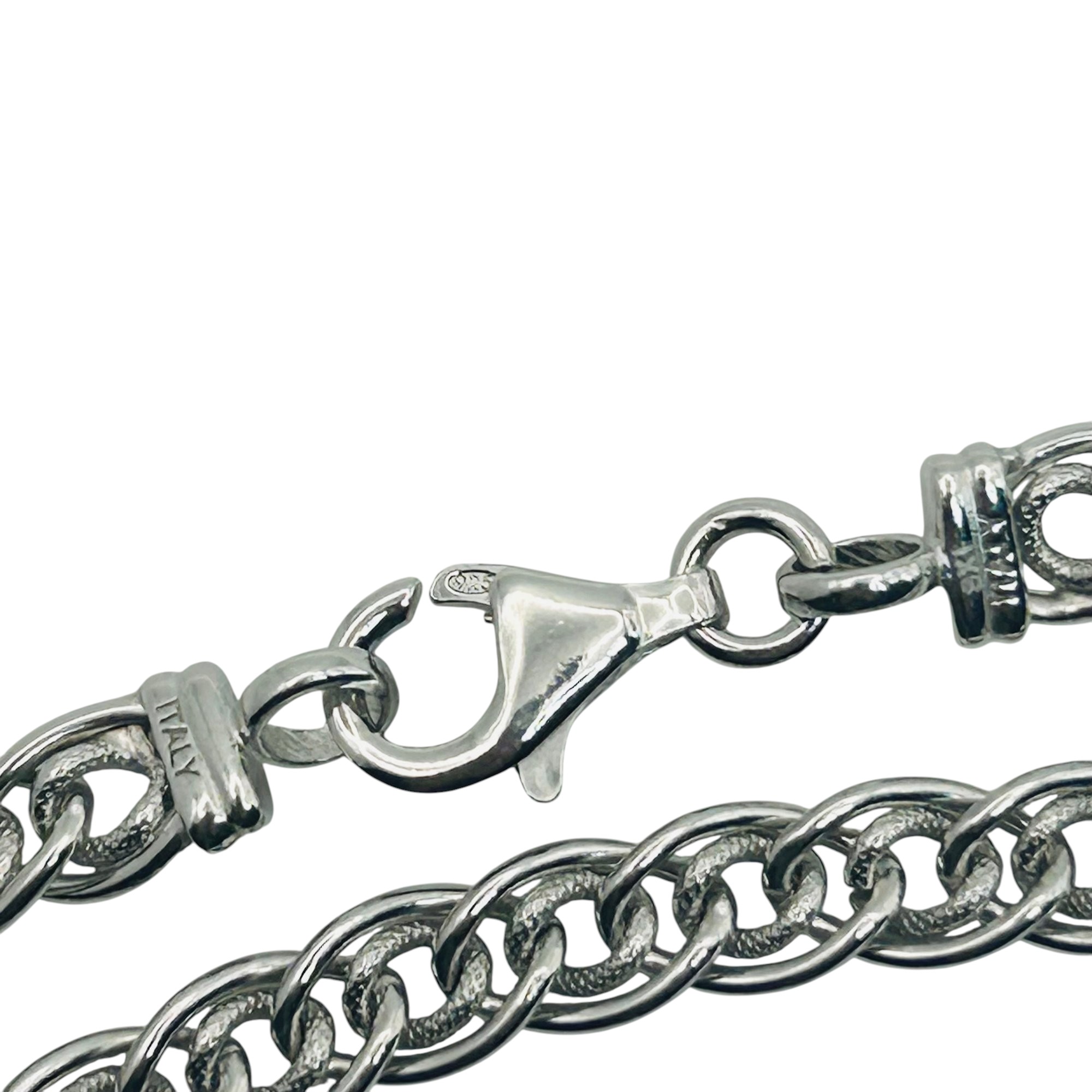 Signed Italy Sterling Curb Chain Bracelet