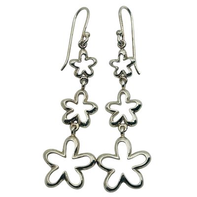 Signed Sterling Flower Dangle Earrings. Signed Sterling flower dangle earrings 8.0g