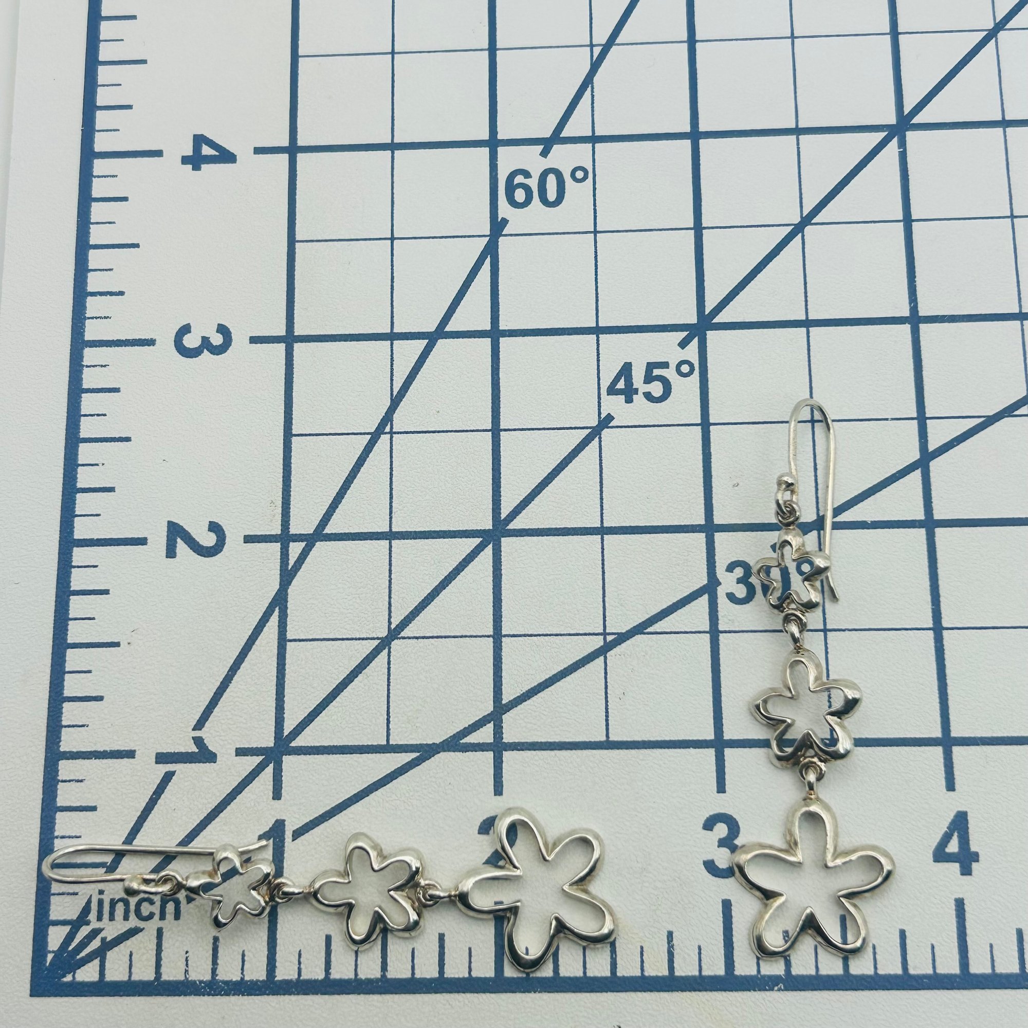 Signed Sterling Flower Dangle Earrings