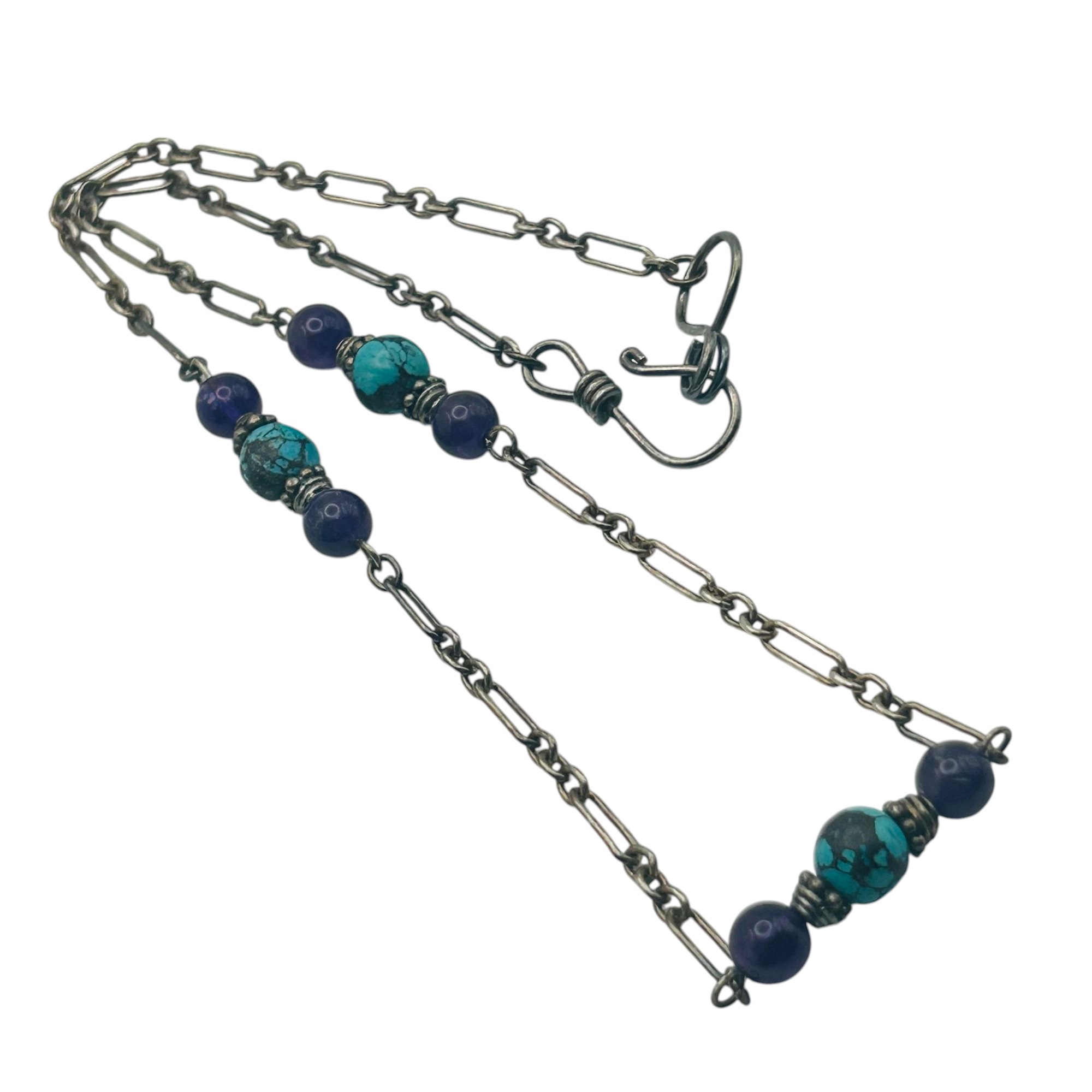 Sterling Amethyst Turquoise Necklace