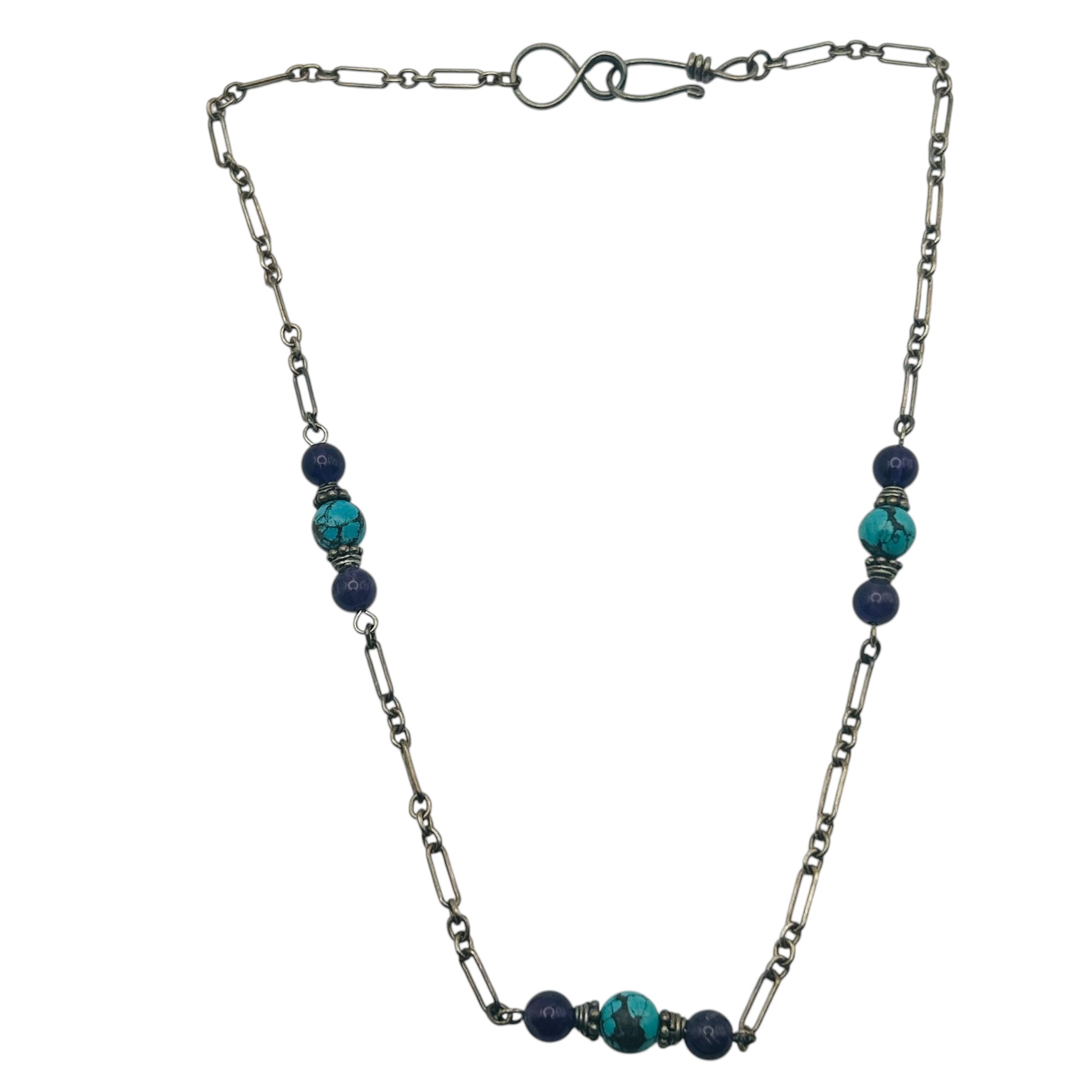 Sterling Amethyst Turquoise Necklace