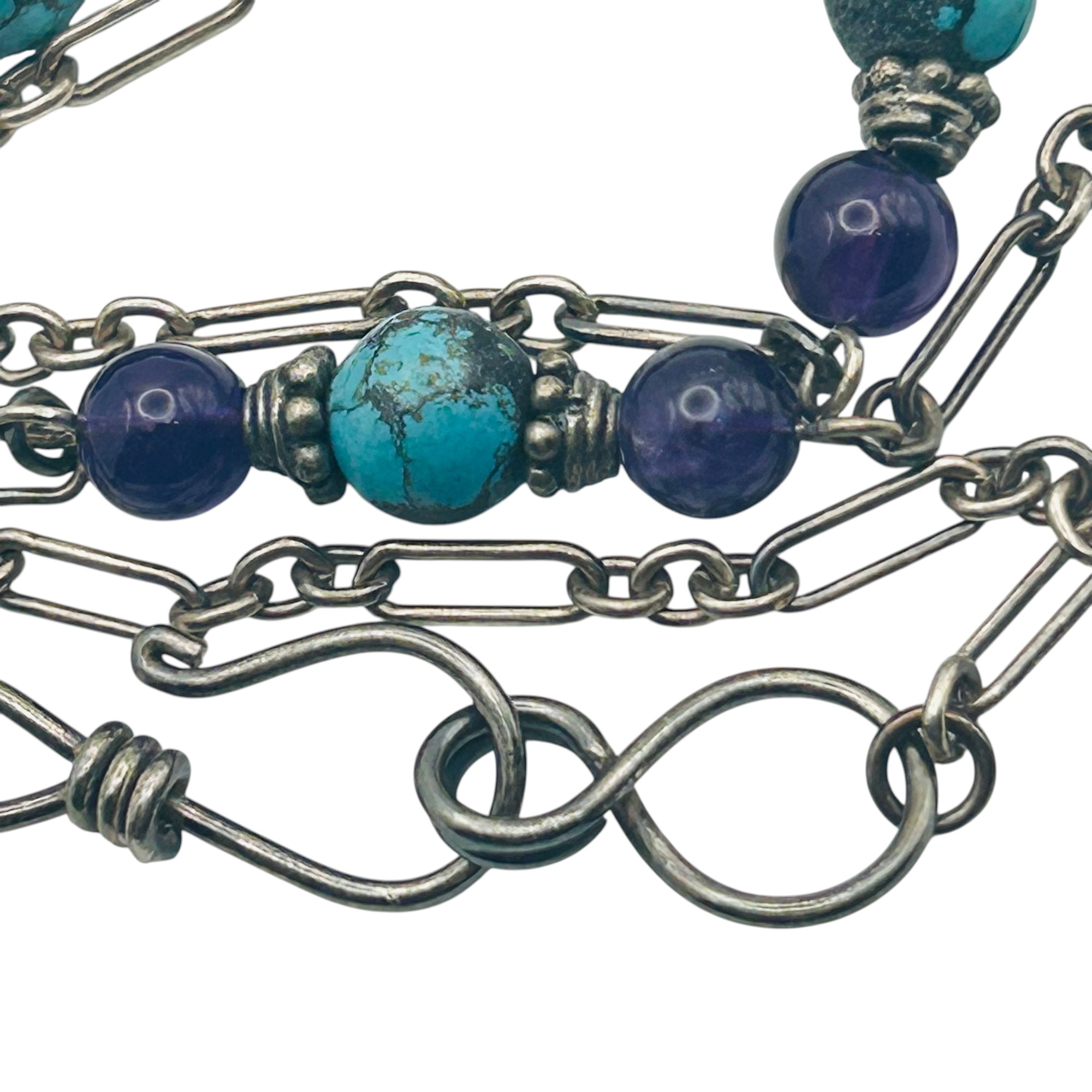 Sterling Amethyst Turquoise Necklace