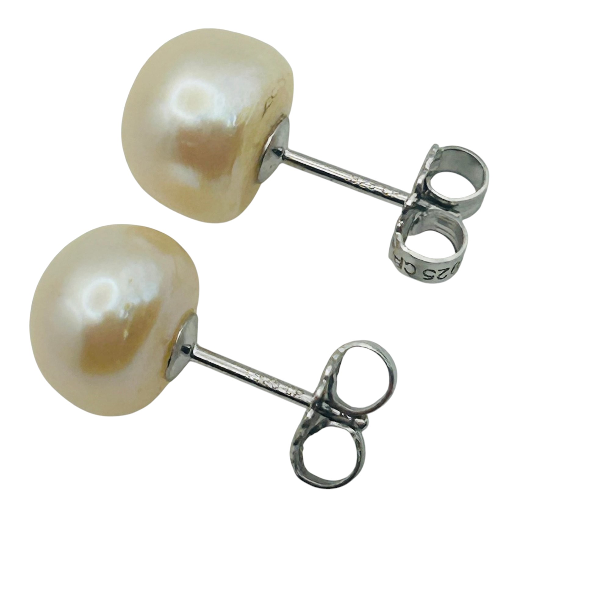 Signed Sterling Pearl Earrings