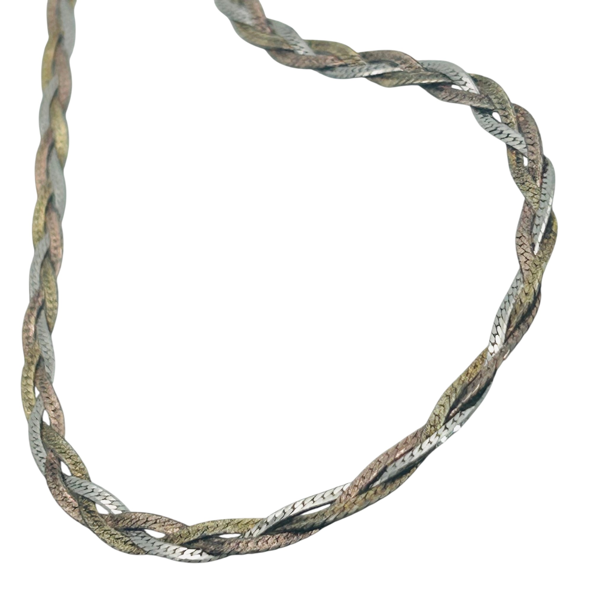 Signed Sterling Flat Braided Snake Chain Necklace