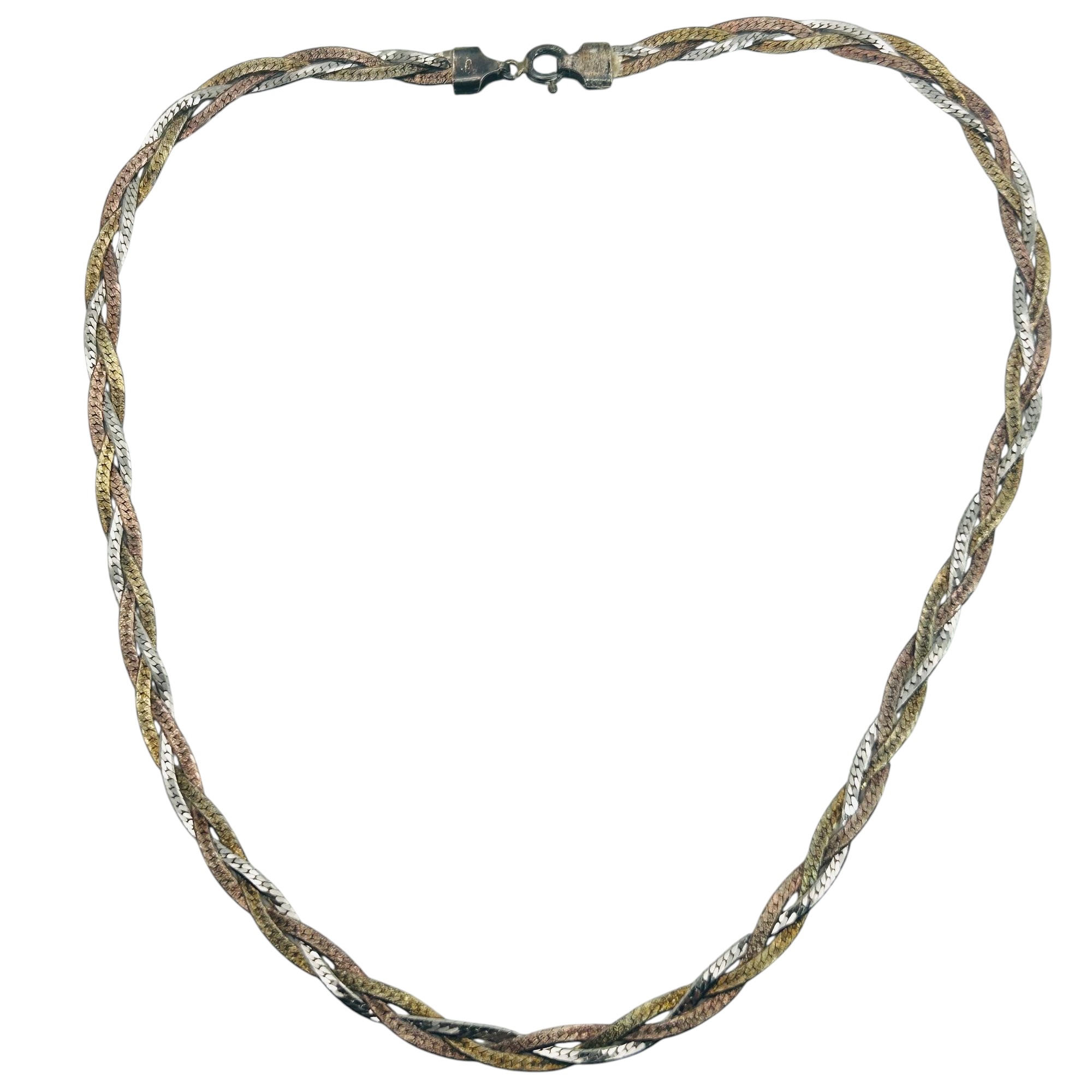 Signed Sterling Flat Braided Snake Chain Necklace