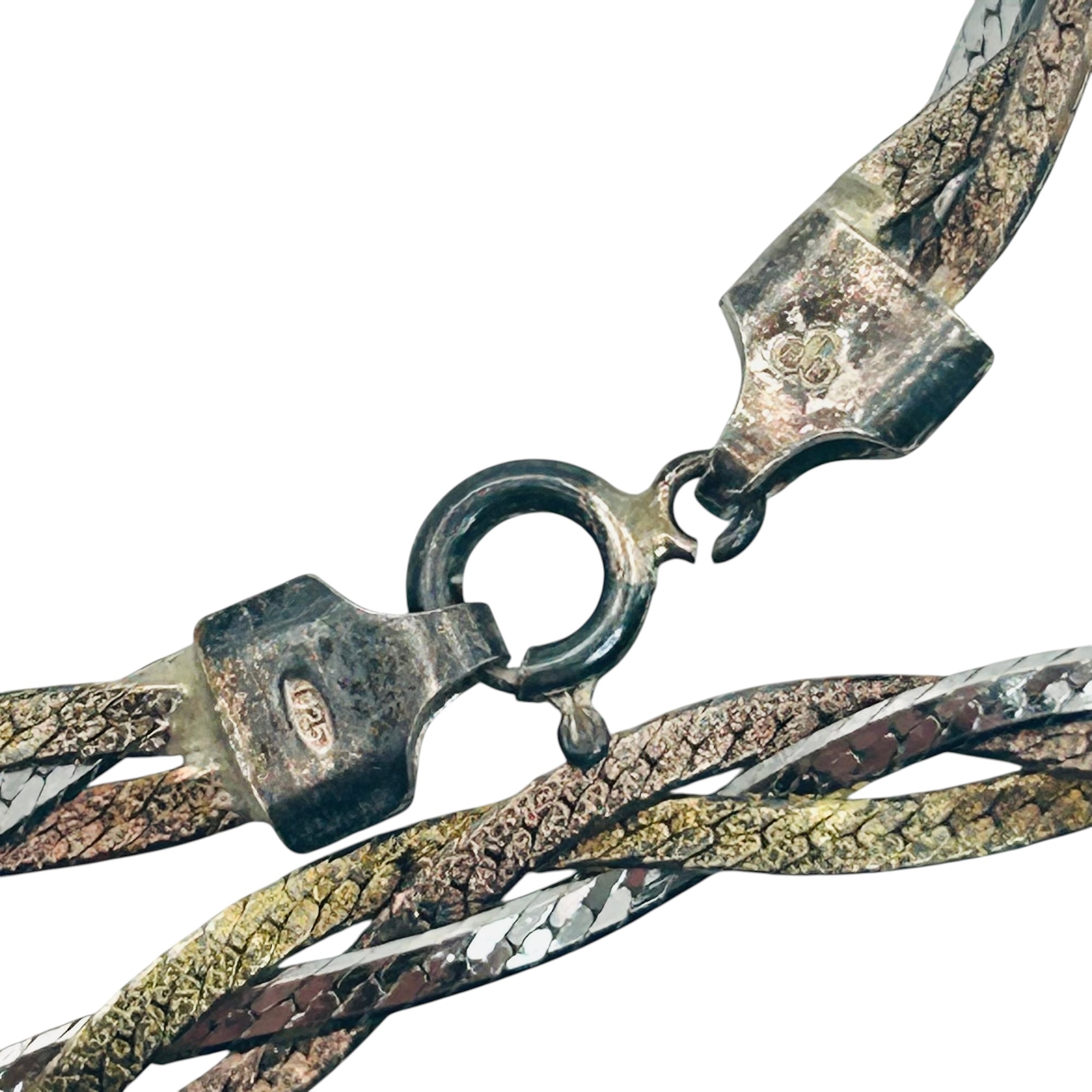 Signed Sterling Flat Braided Snake Chain Necklace