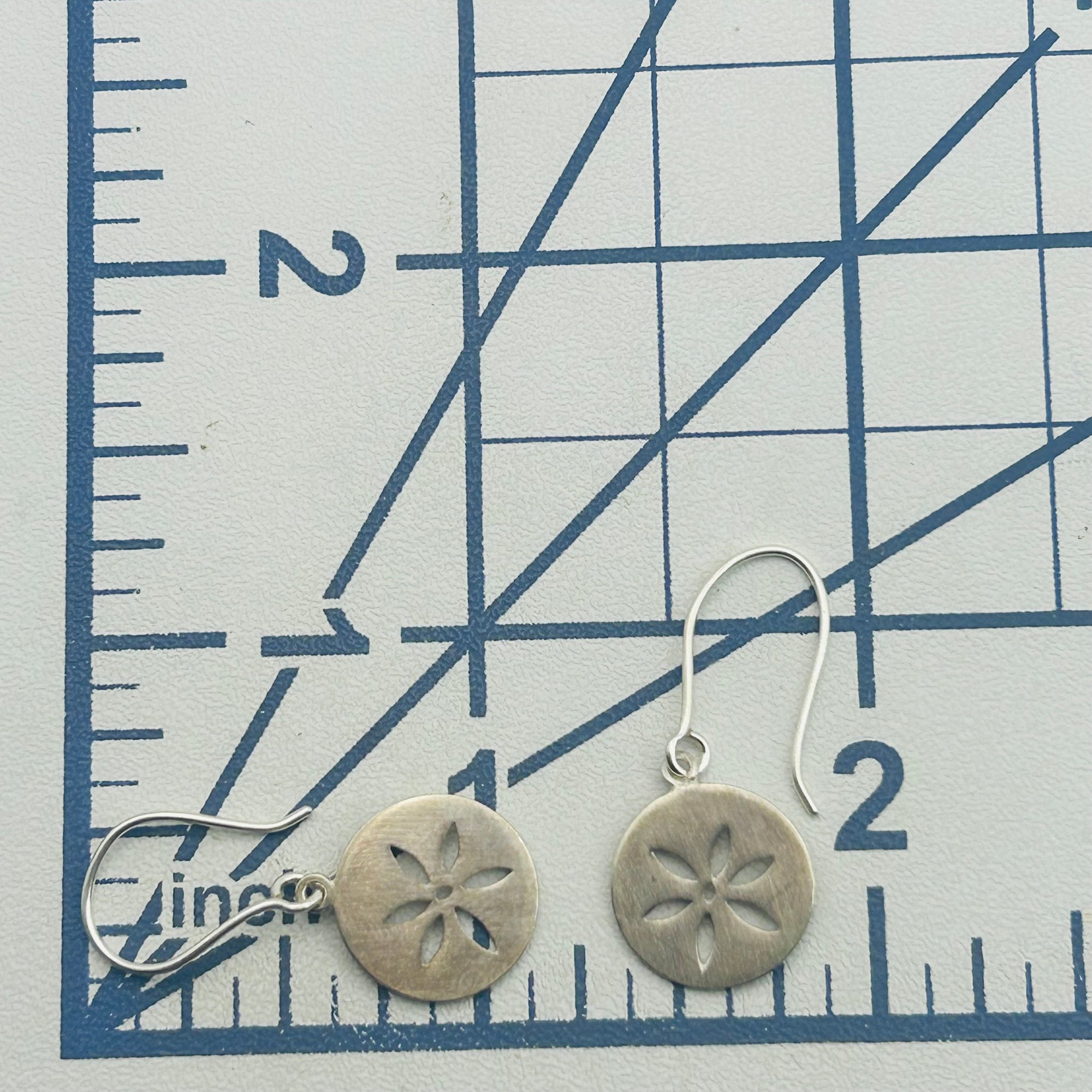 Signed TASMI Sterling Sand Dollar Earrings