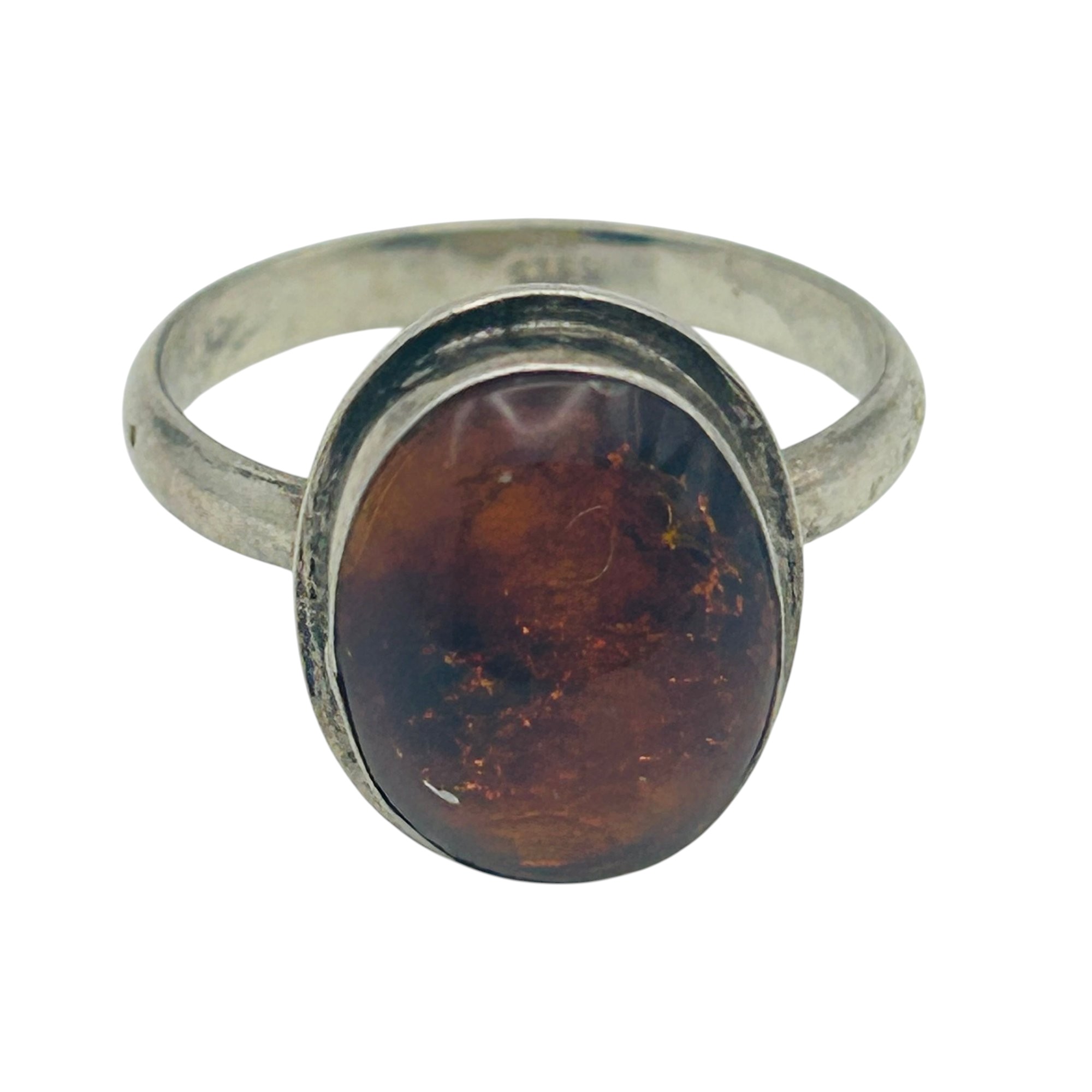 Sterling Amber Ring Sz 8