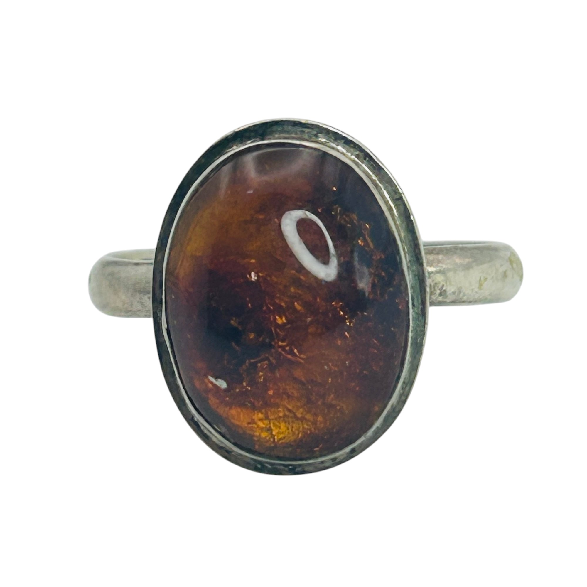 Sterling Amber Ring Sz 8