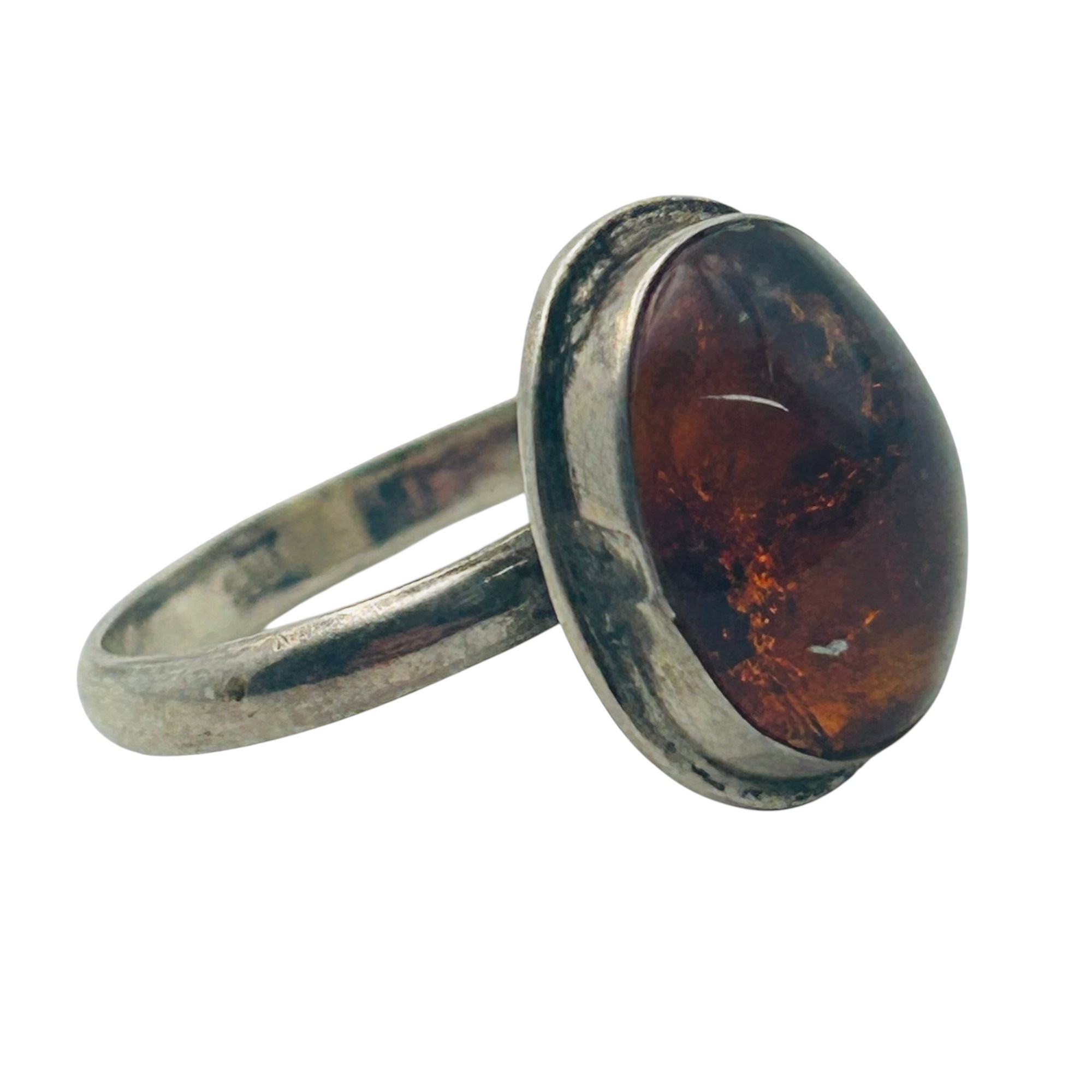 Sterling Amber Ring Sz 8