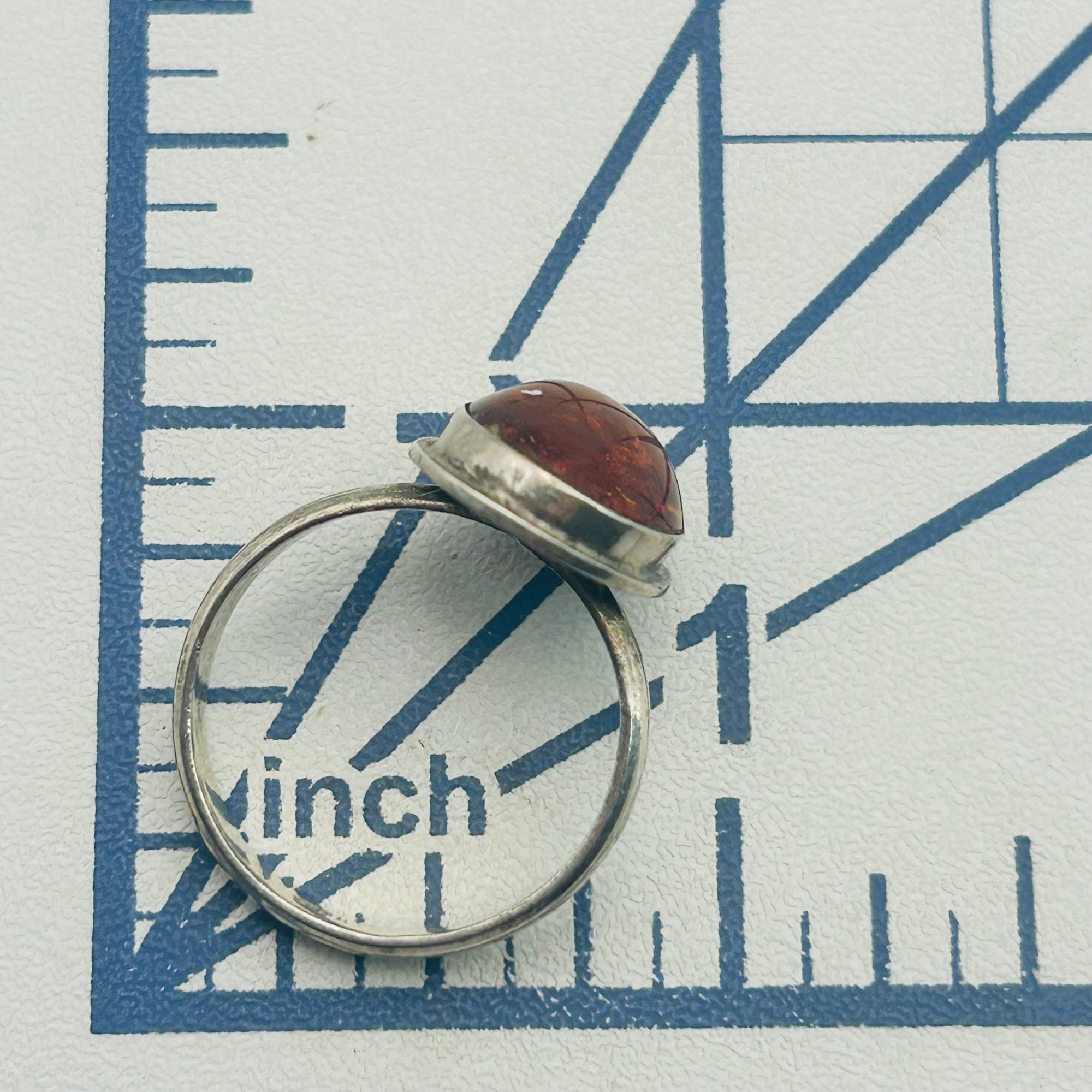 Sterling Amber Ring Sz 8