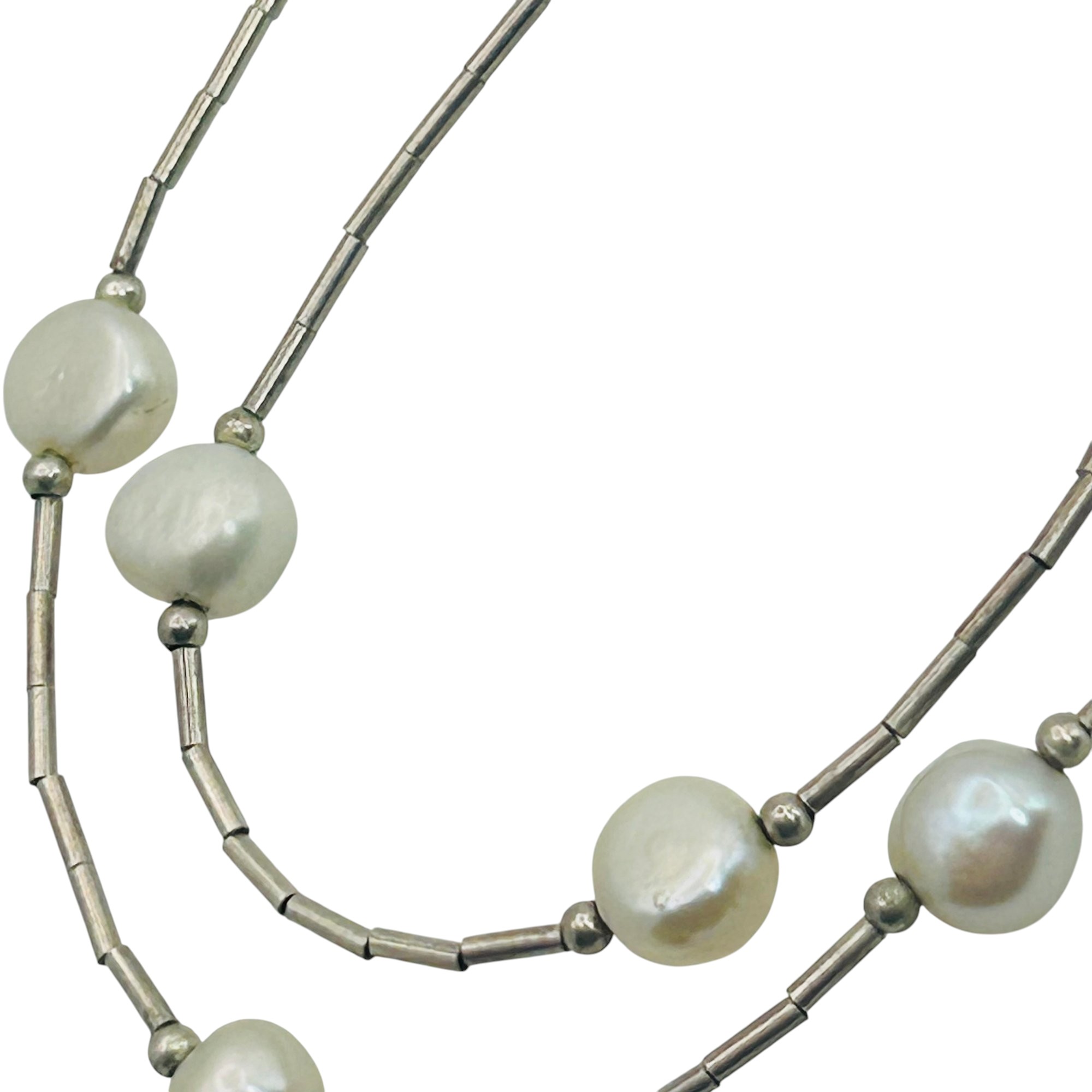 Sterling Pearl Liquid Silver Necklace