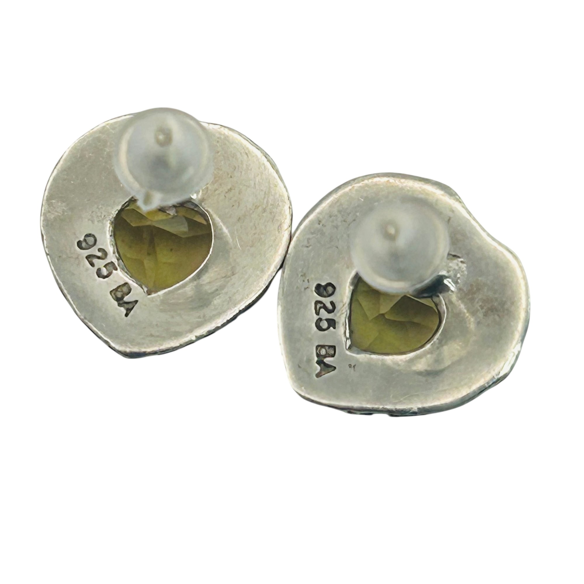 Signed Sterling Citrine Heart Earrings