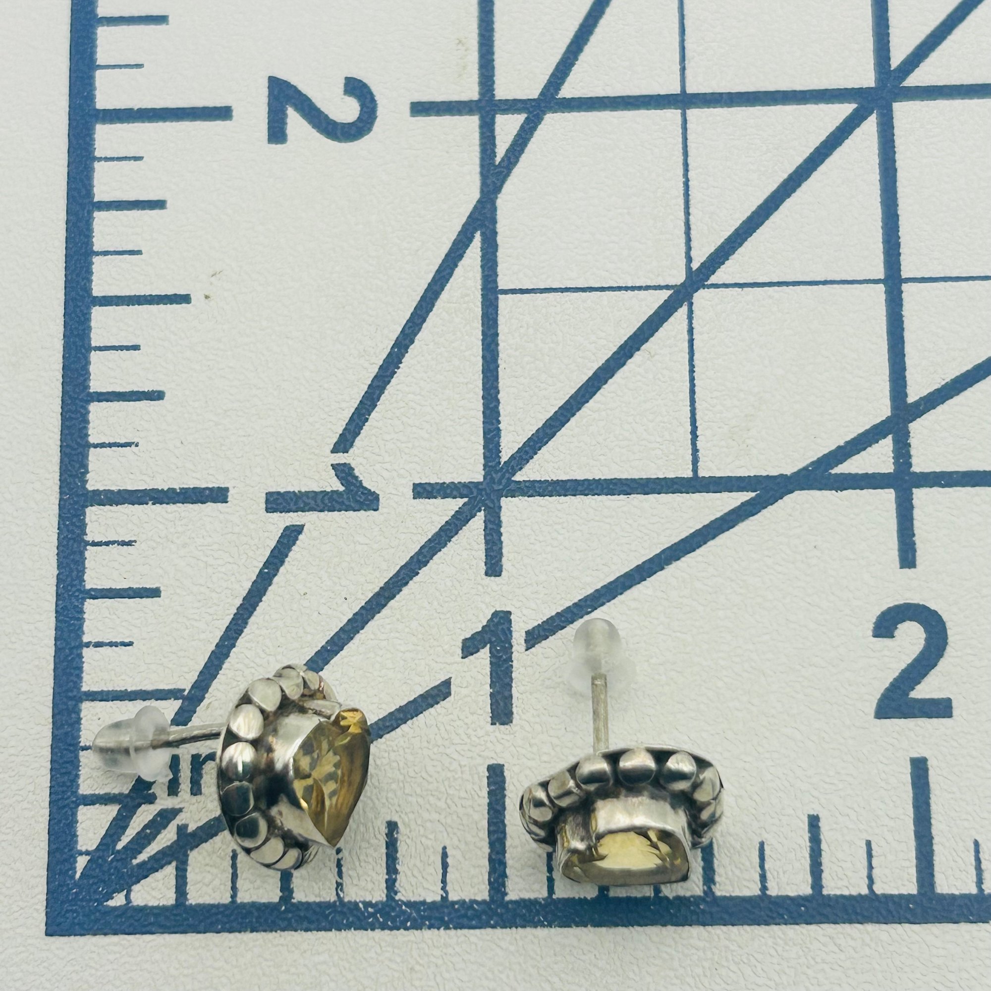 Signed Sterling Citrine Heart Earrings