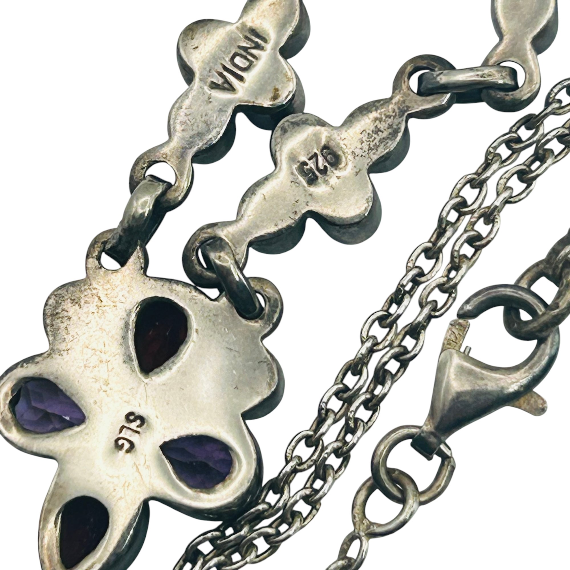 Signed Sterling Multi Stone Cable Chain Necklace