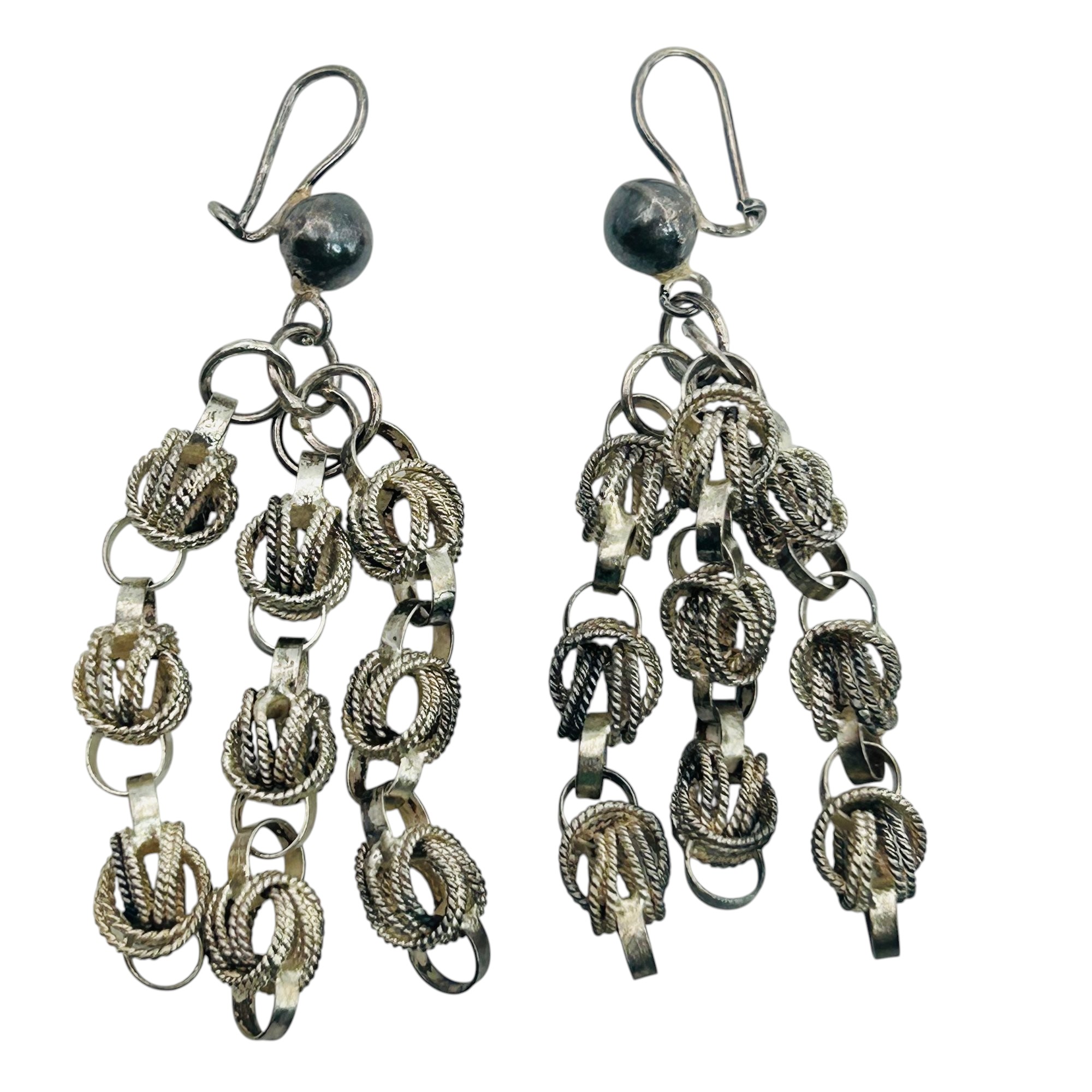 Sterling Round Linked Dangle Earrings
