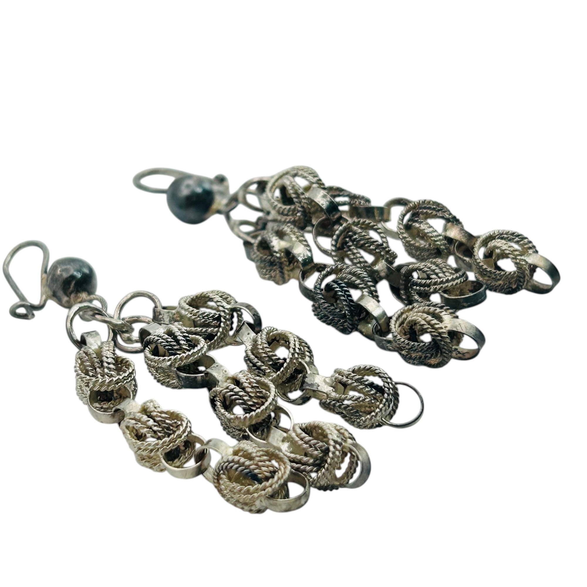 Sterling Round Linked Dangle Earrings