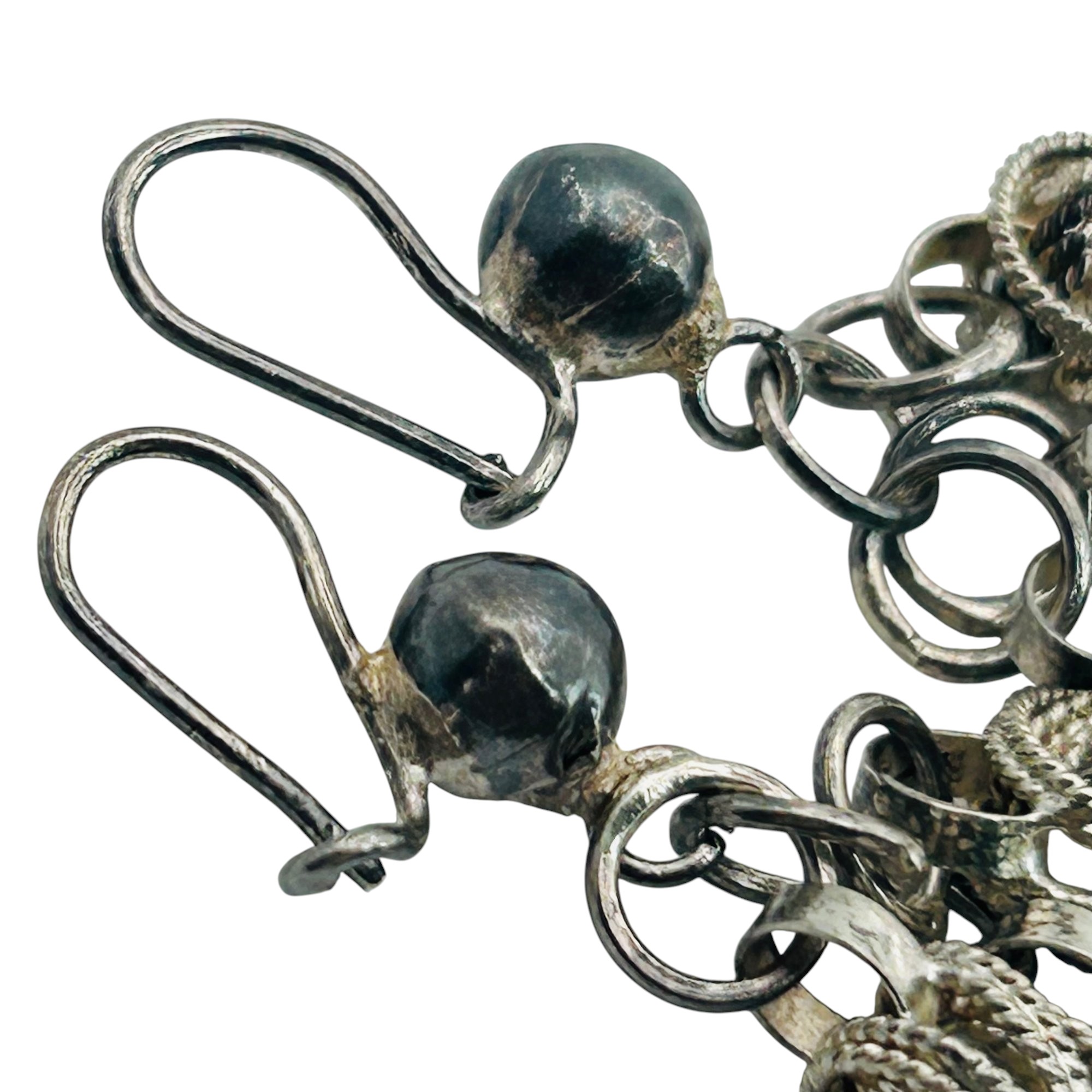 Sterling Round Linked Dangle Earrings