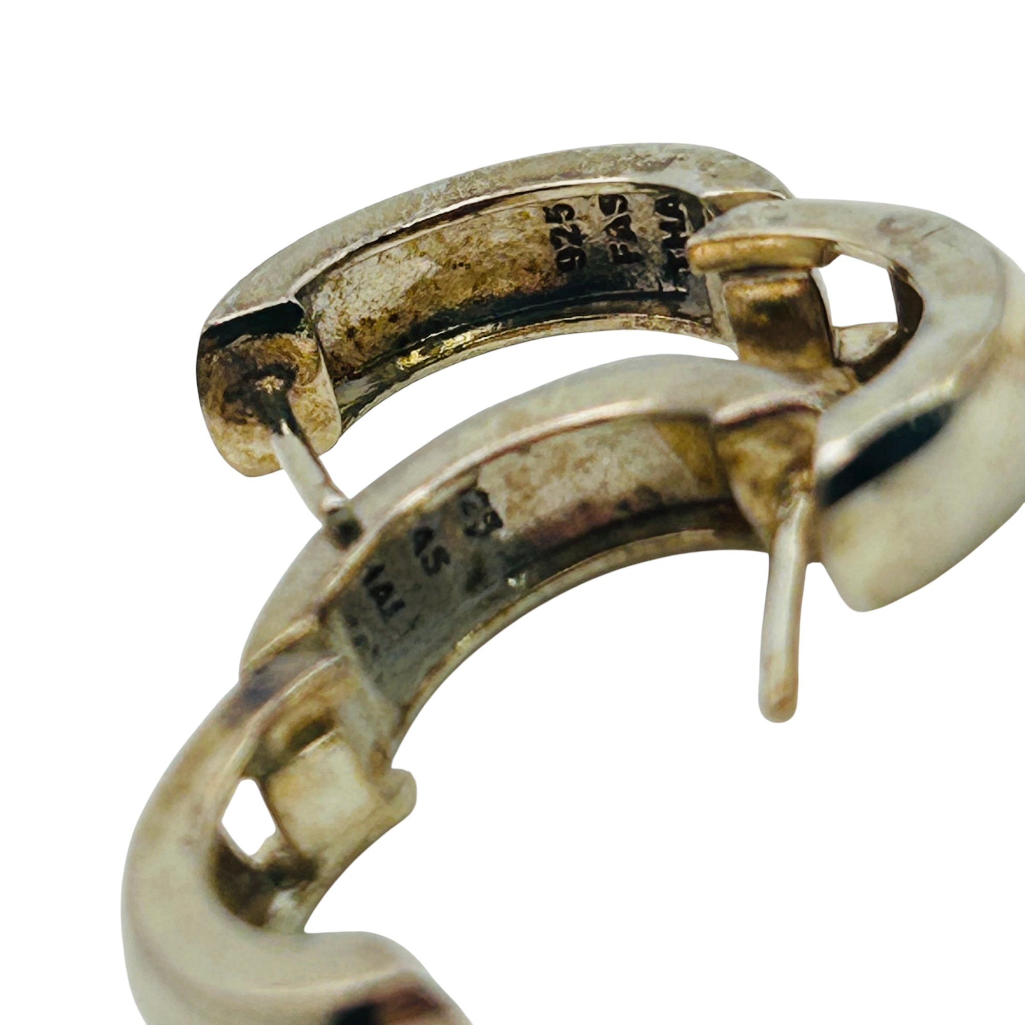 Signed Sterling Huggie Earrings