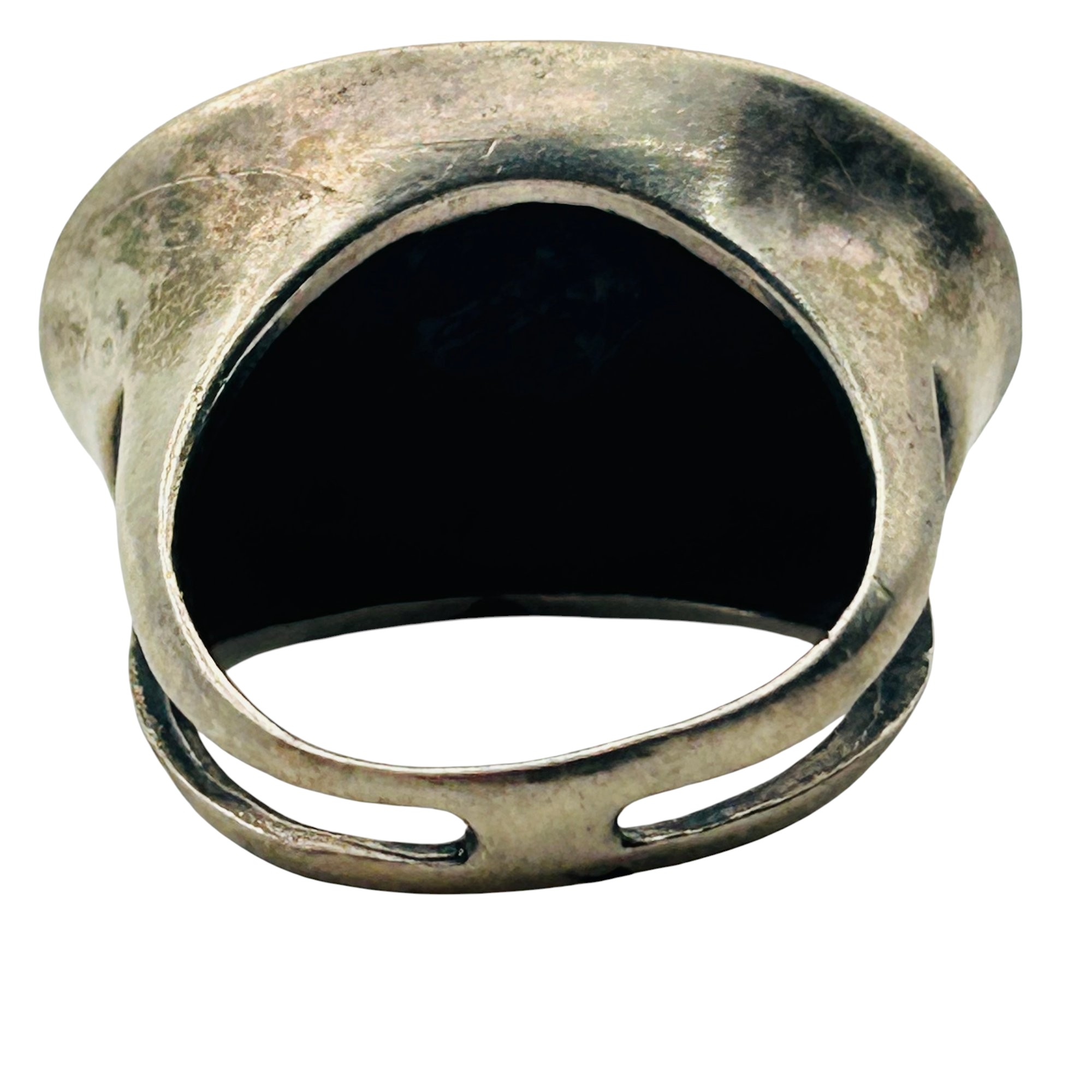 Sterling Onyx Marcasite Ring Sz 7