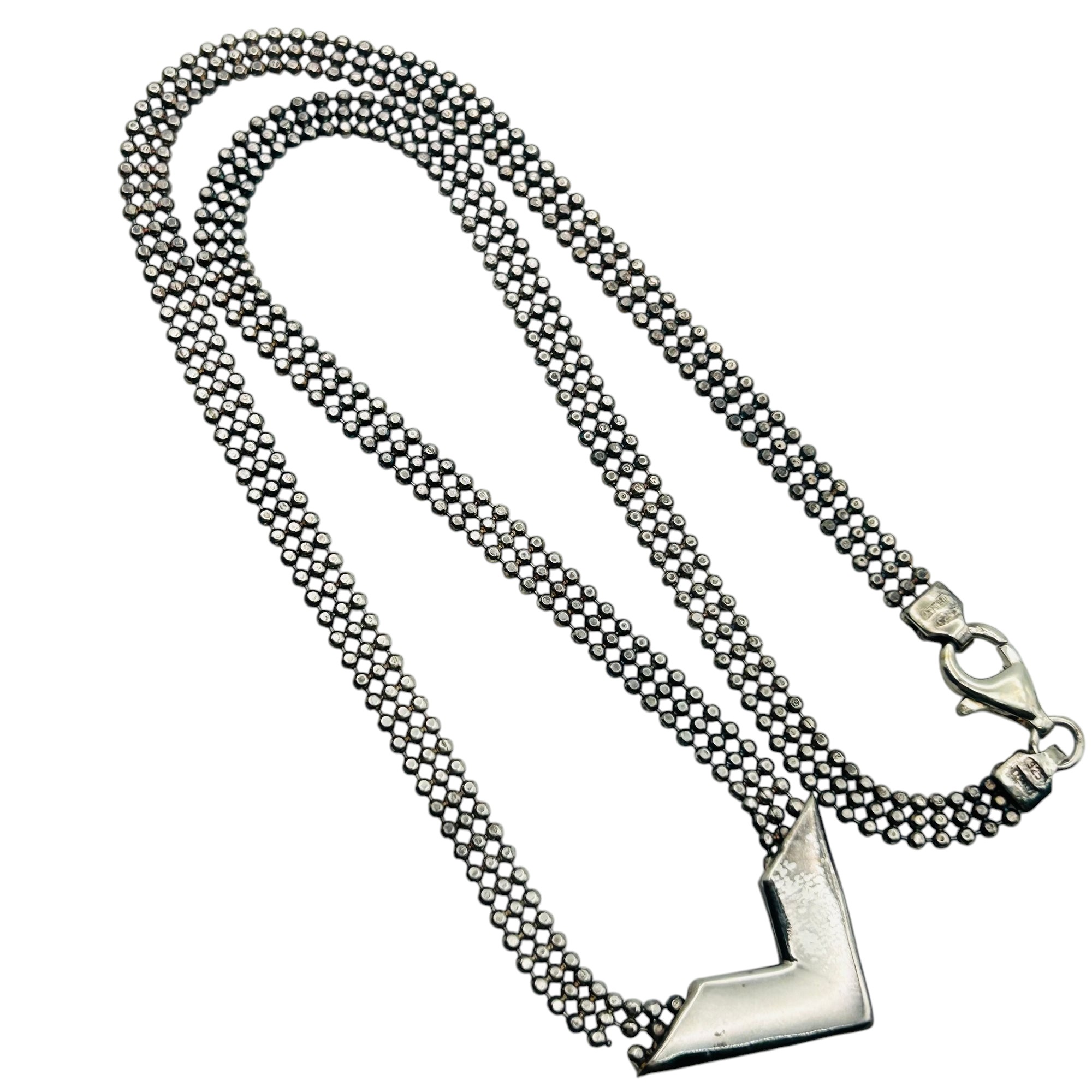 Italy Sterling Multi Bead Pointed Necklace