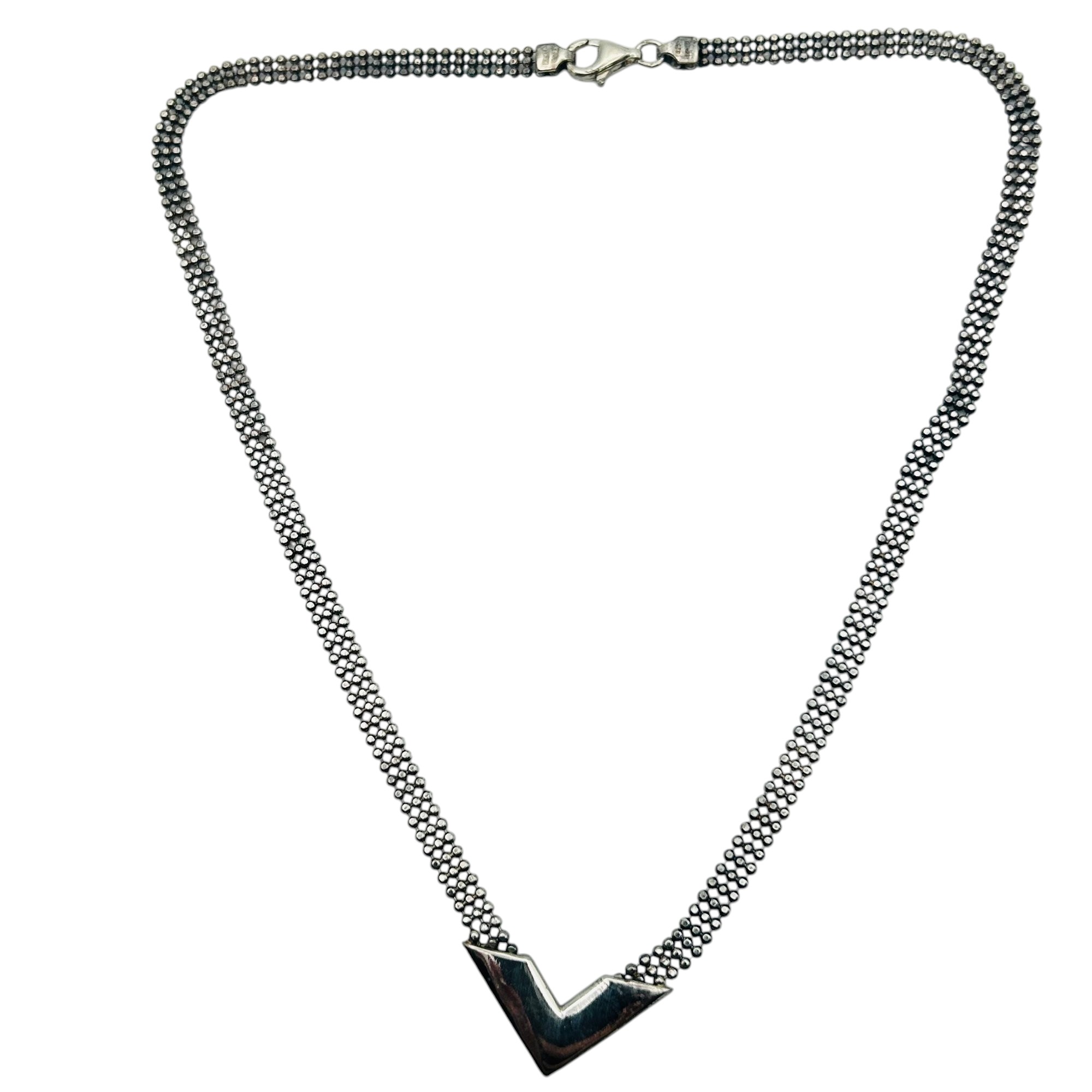 Italy Sterling Multi Bead Pointed Necklace