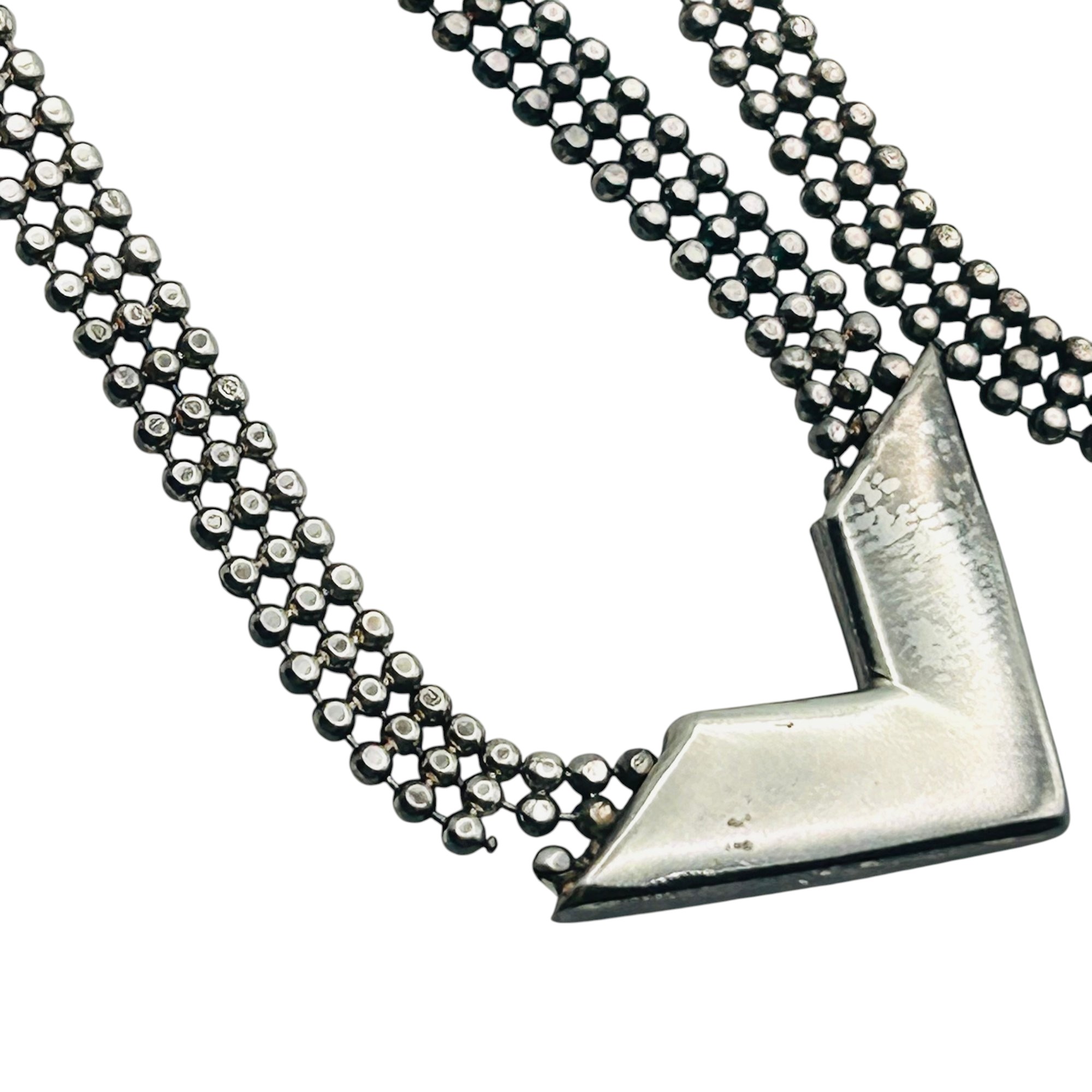 Italy Sterling Multi Bead Pointed Necklace