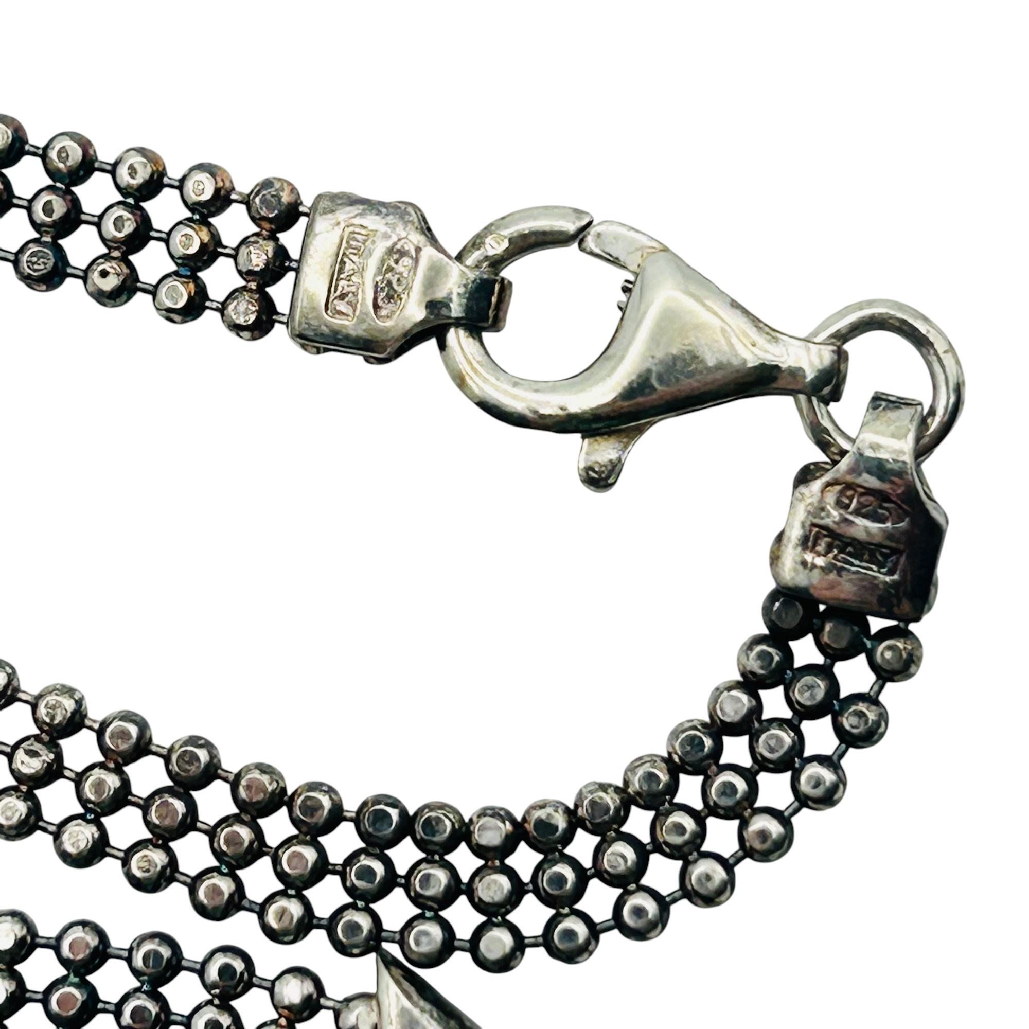 Italy Sterling Multi Bead Pointed Necklace