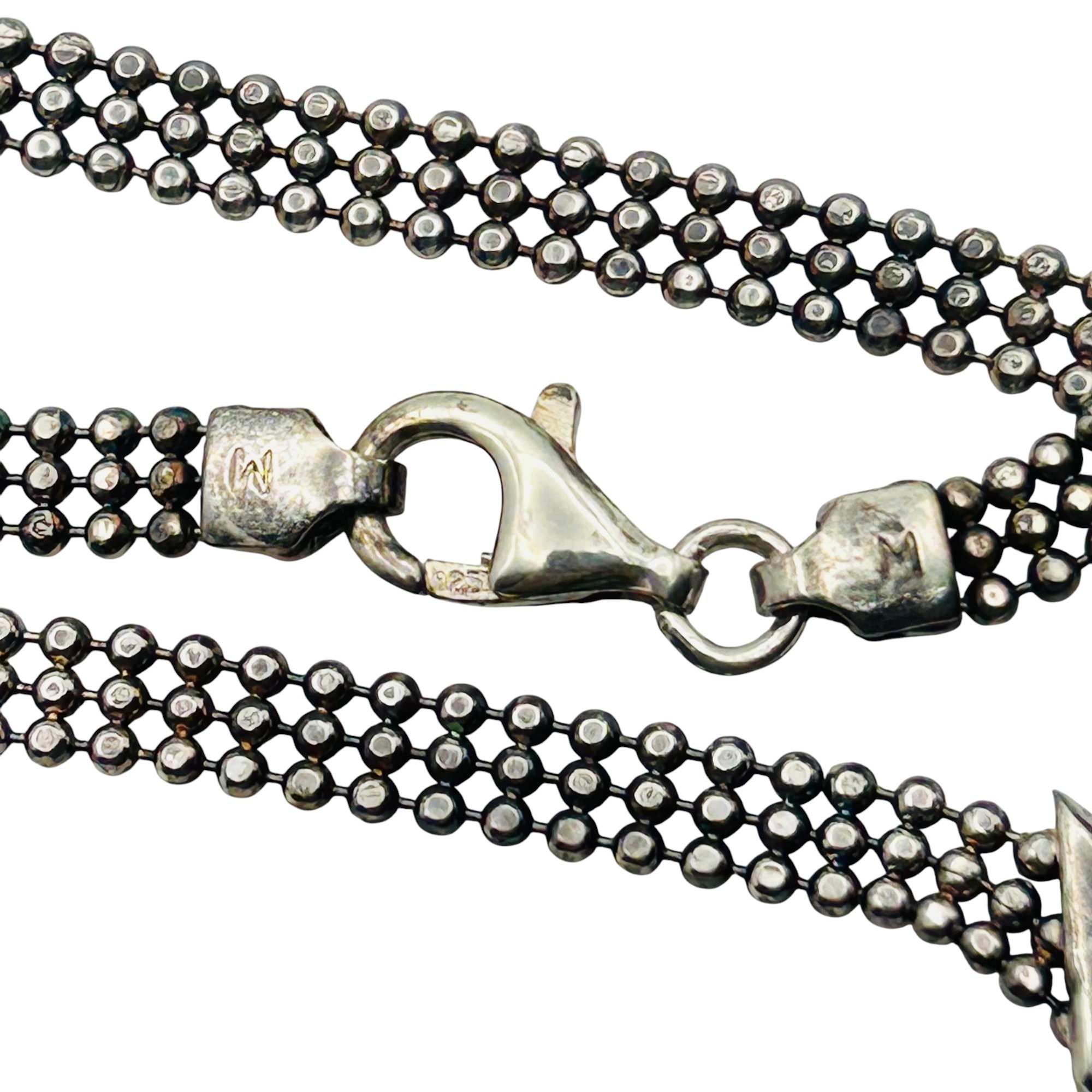 Italy Sterling Multi Bead Pointed Necklace
