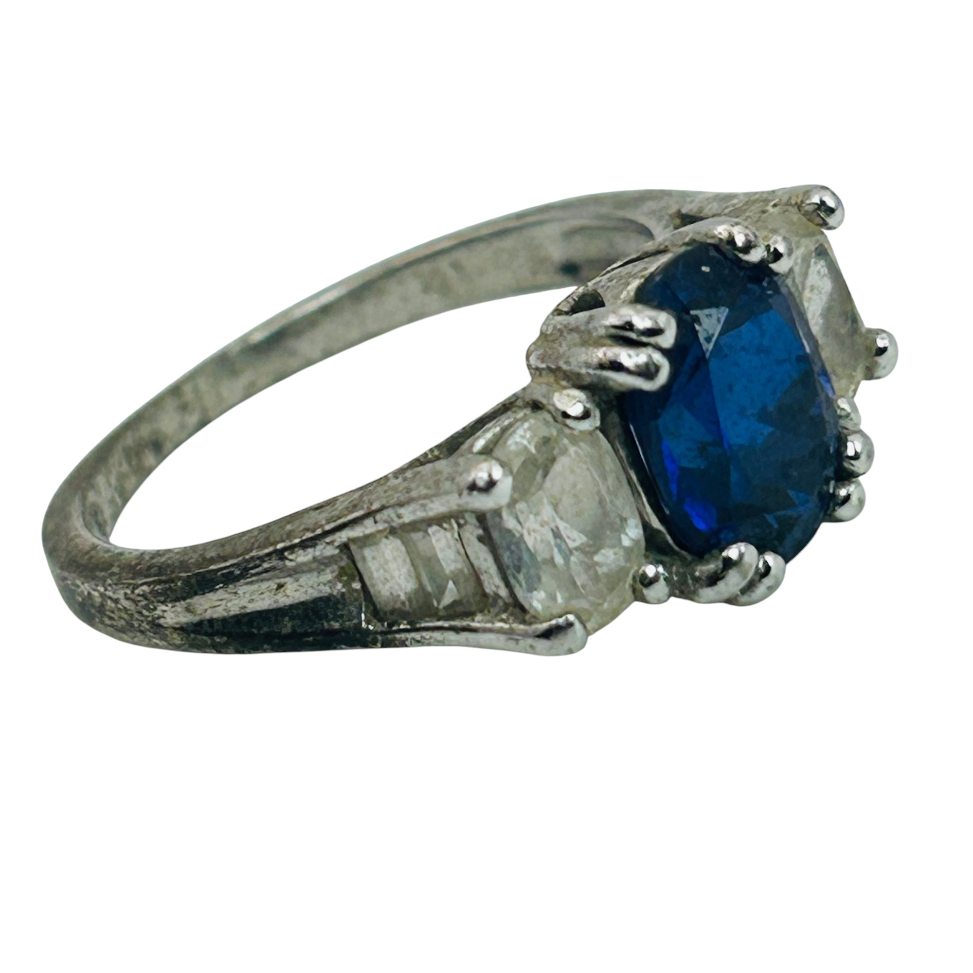 Sterling Sapphire Topaz Ring Sz 7