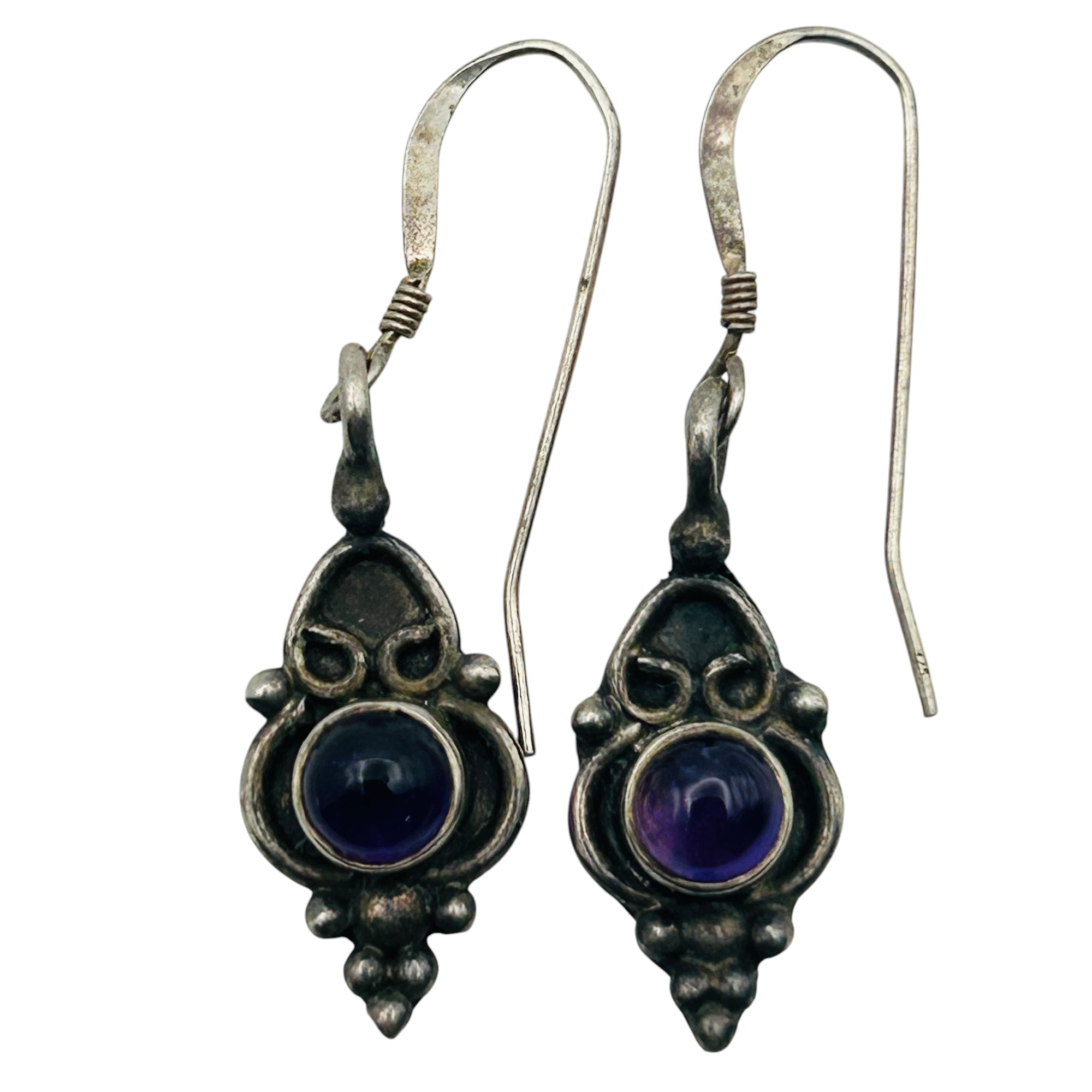 Sterling Amethyst Hook Back Earrings