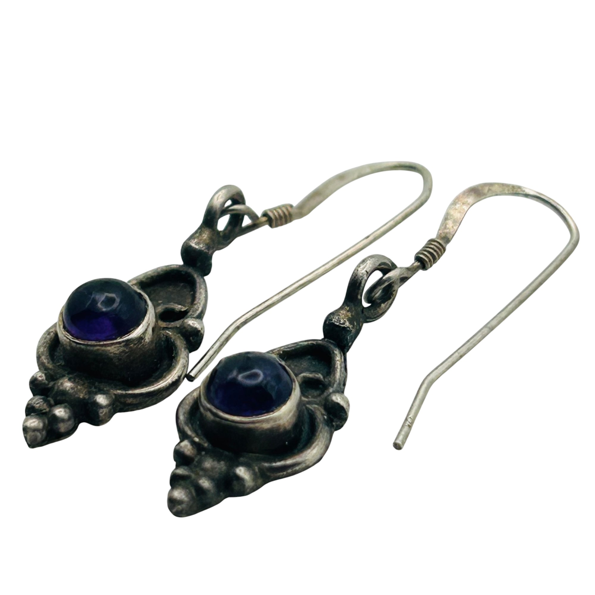 Sterling Amethyst Hook Back Earrings