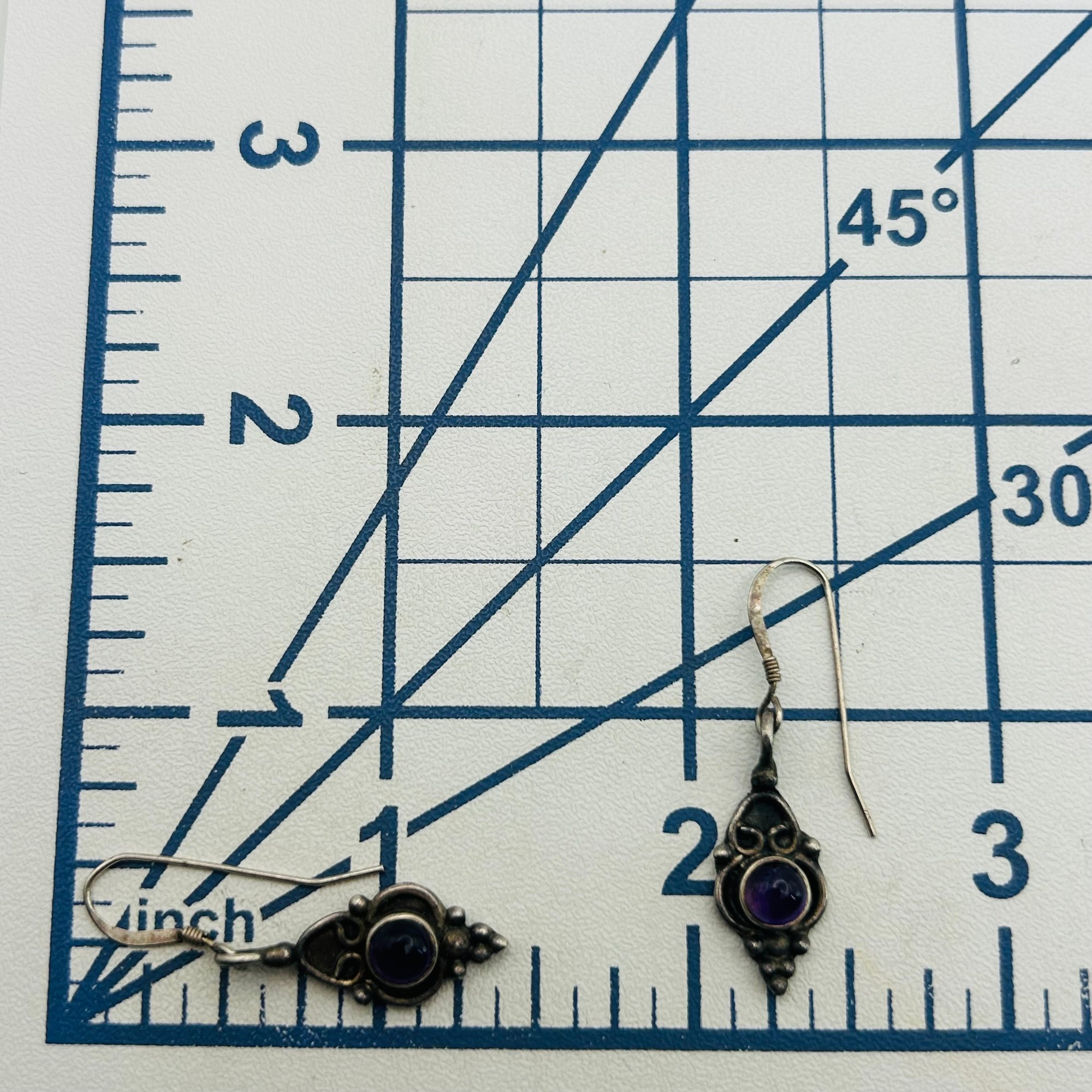 Sterling Amethyst Hook Back Earrings