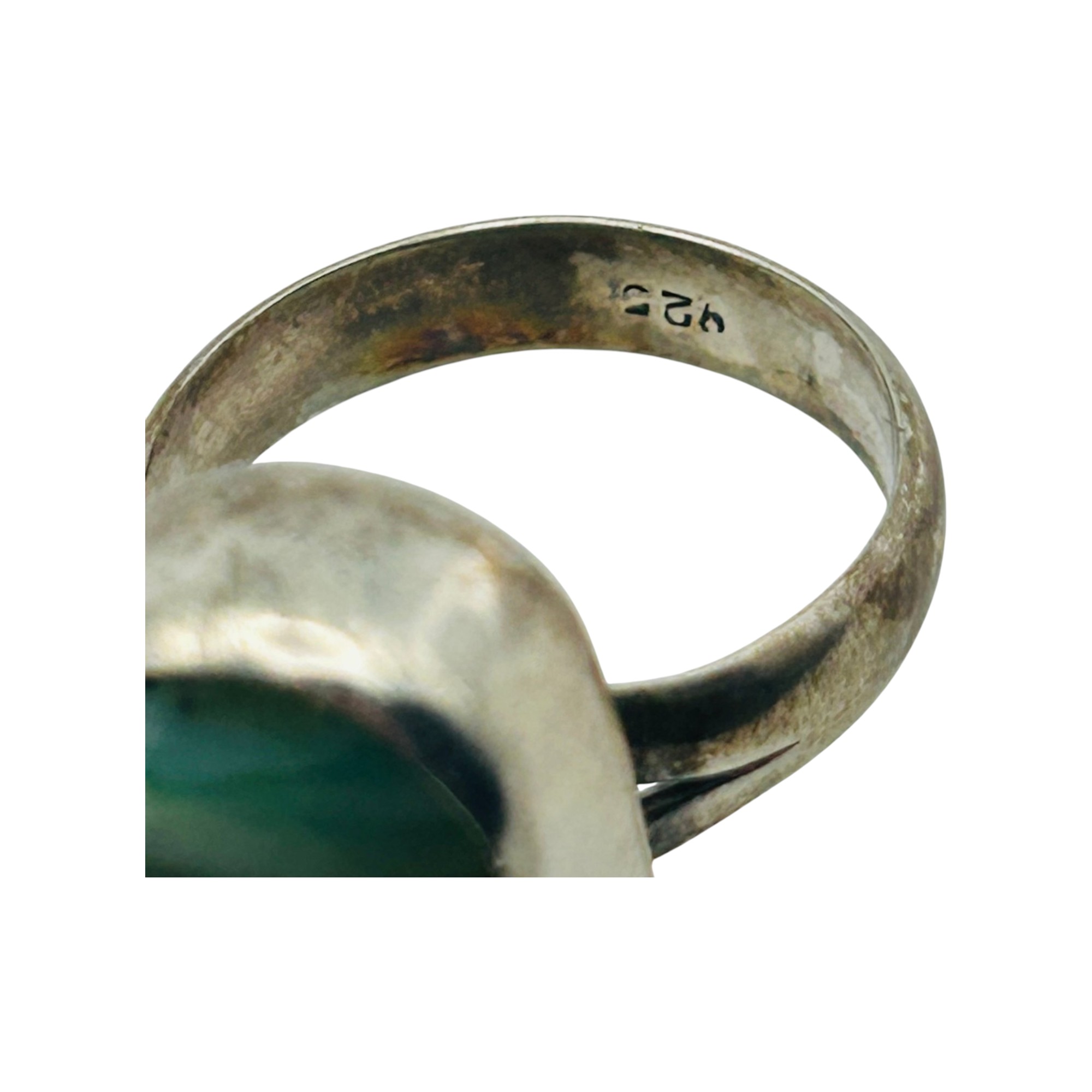 Sterling Green Agate Ring Sz 6.5