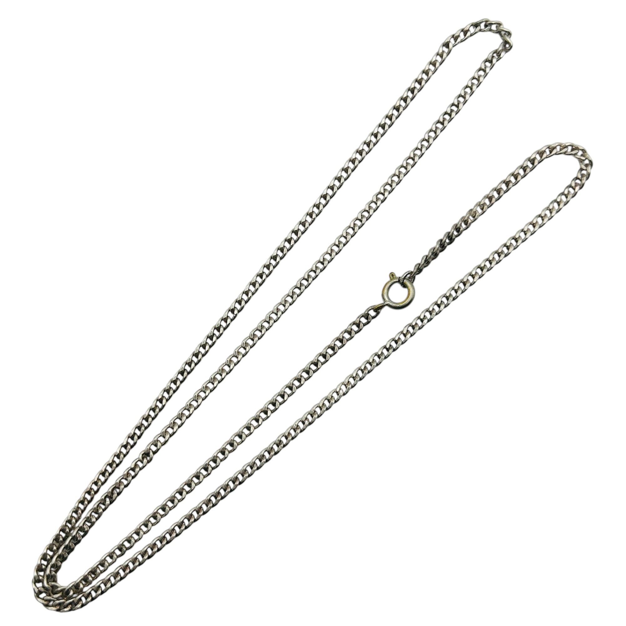 Sterling Curb Chain Long Necklace