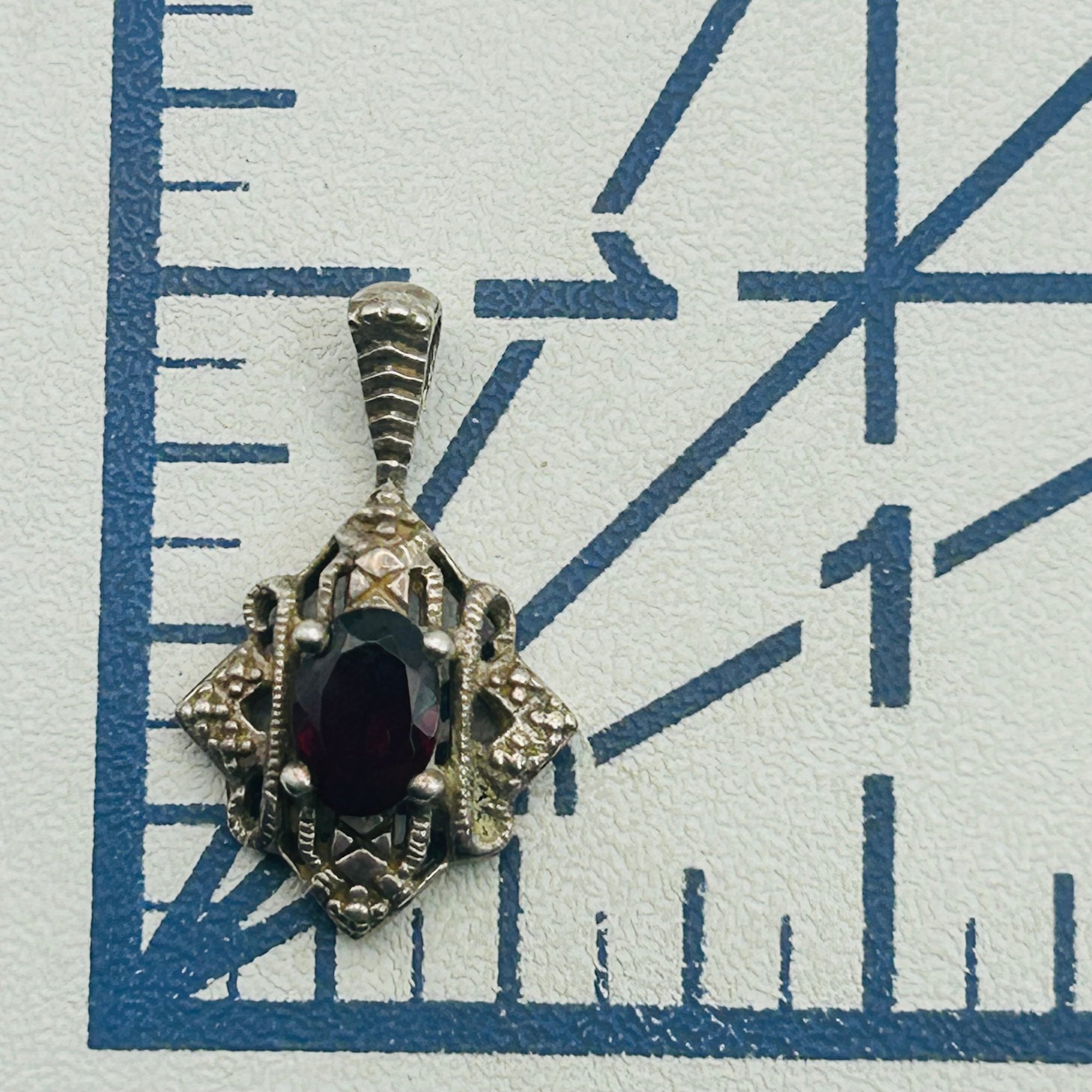 Avon Sterling Garnet Pendant
